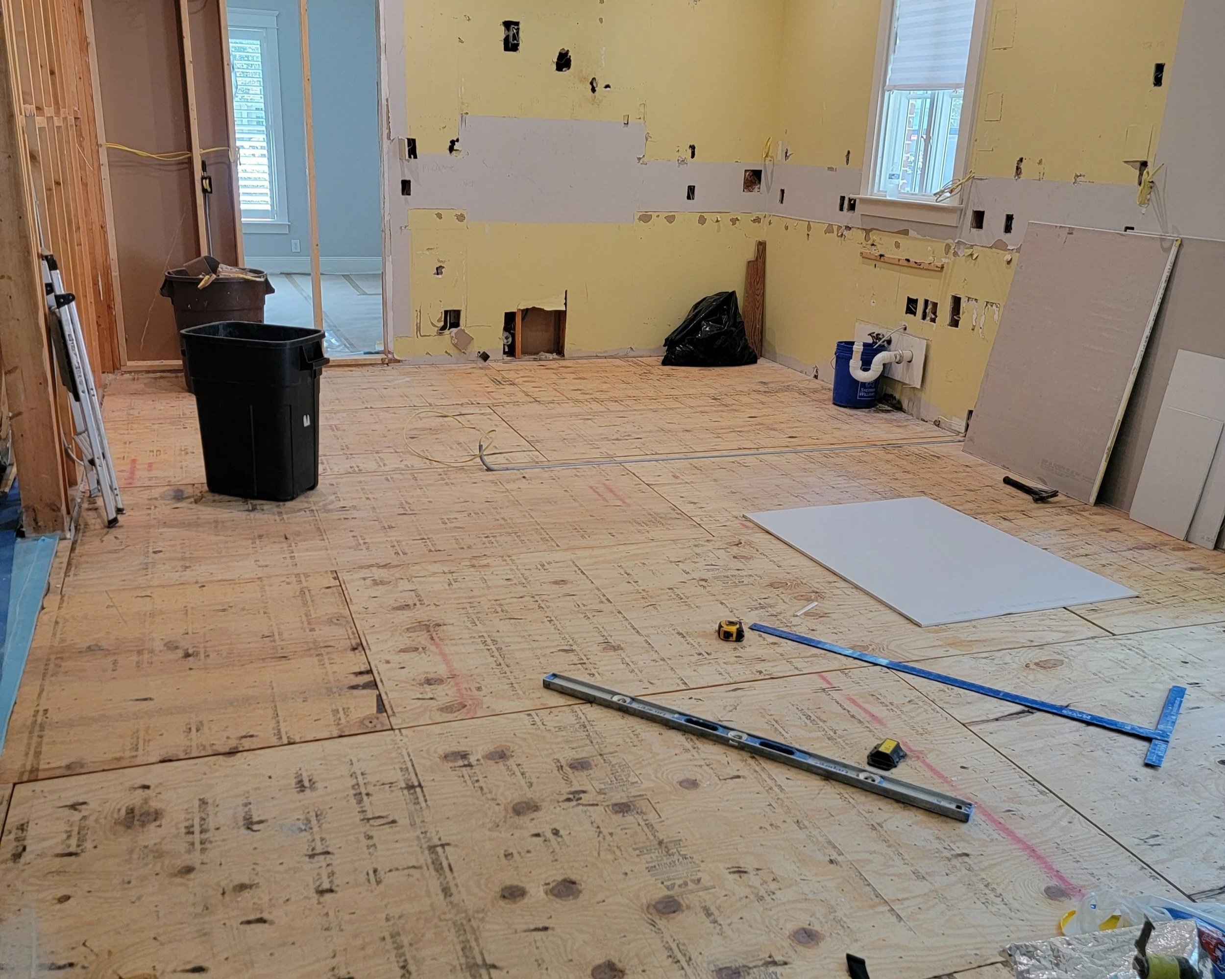 Kitchen overview after demo.