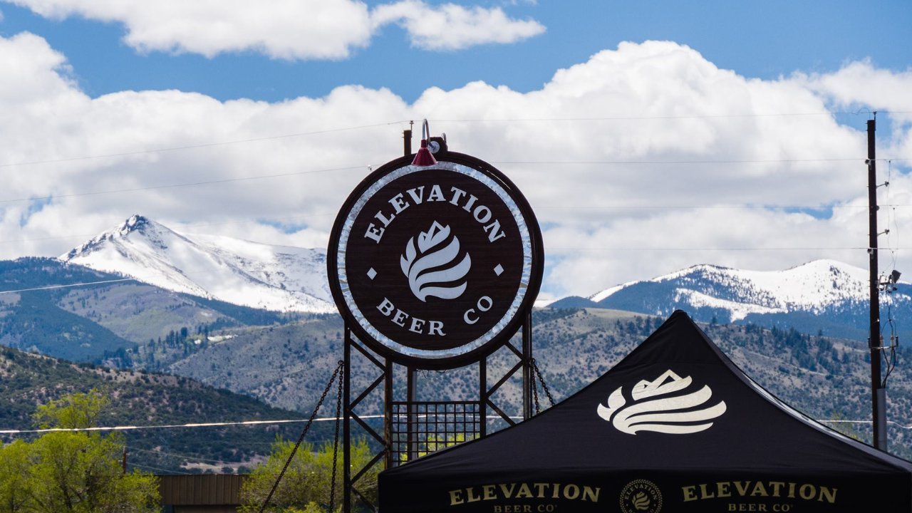 elevation beer co outside with mountain view pic
