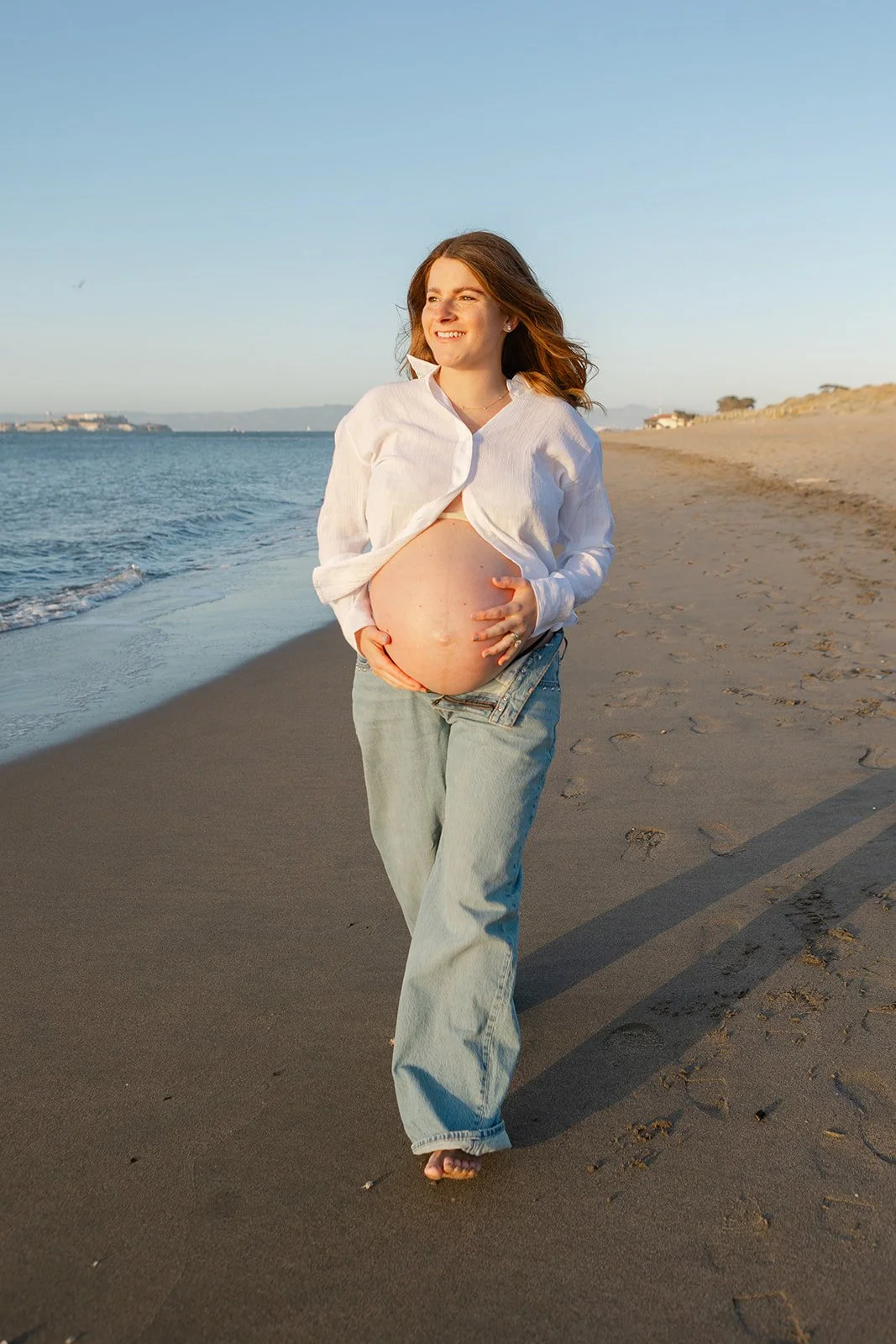 casual beach maternity photos san francisco