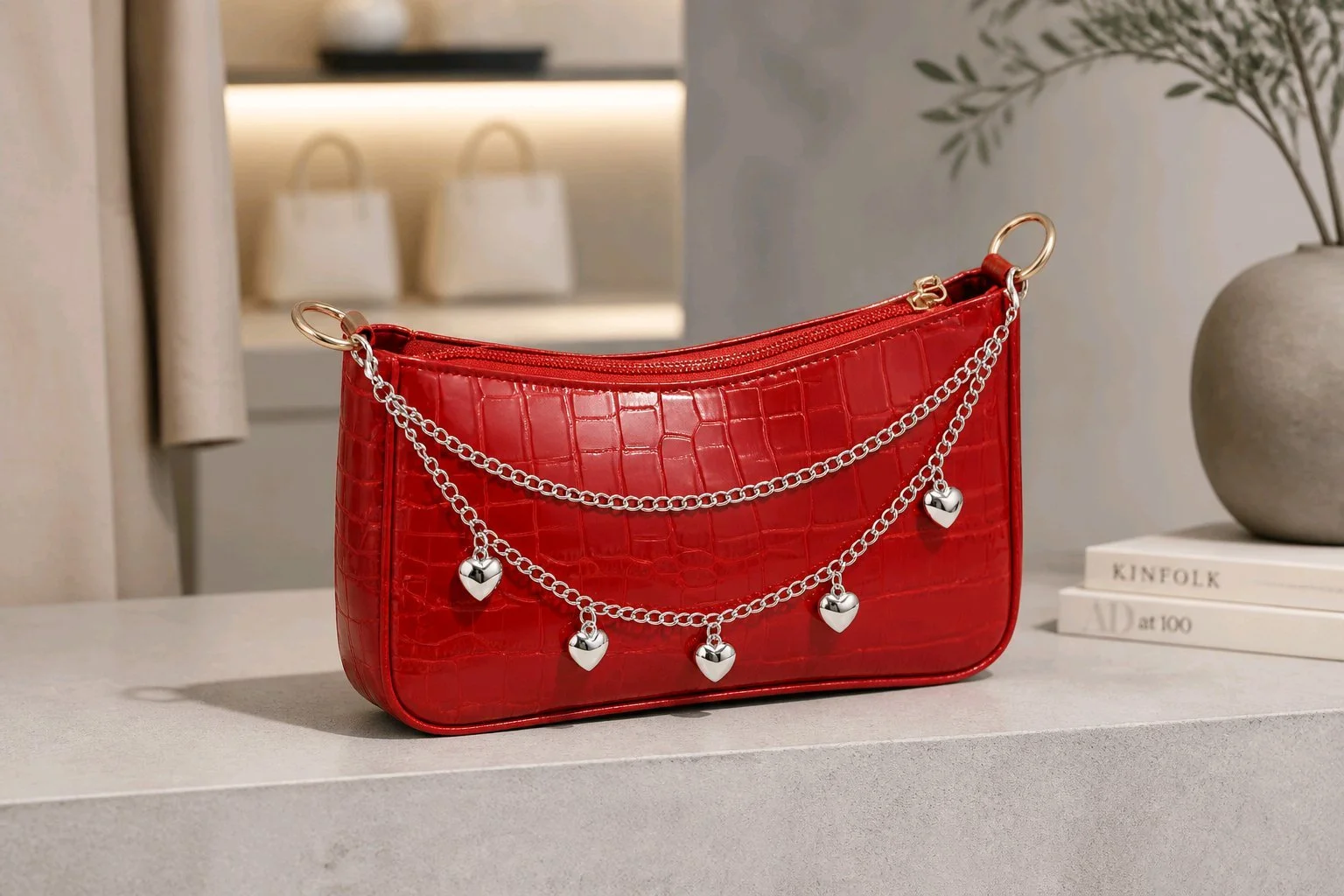 5 Hearts Bag Chain
