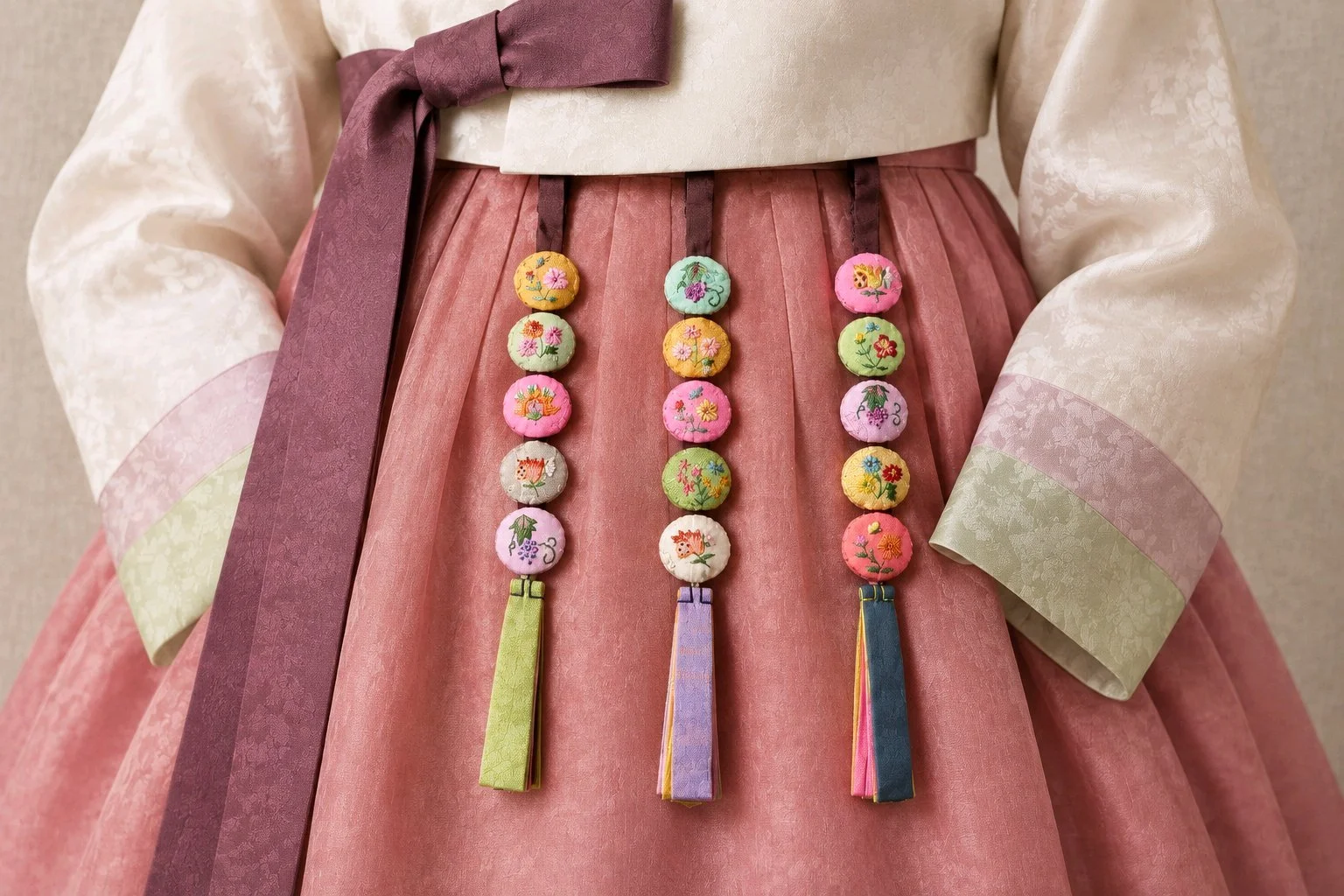 Korean Traditional Embroidered Norigae Keychain