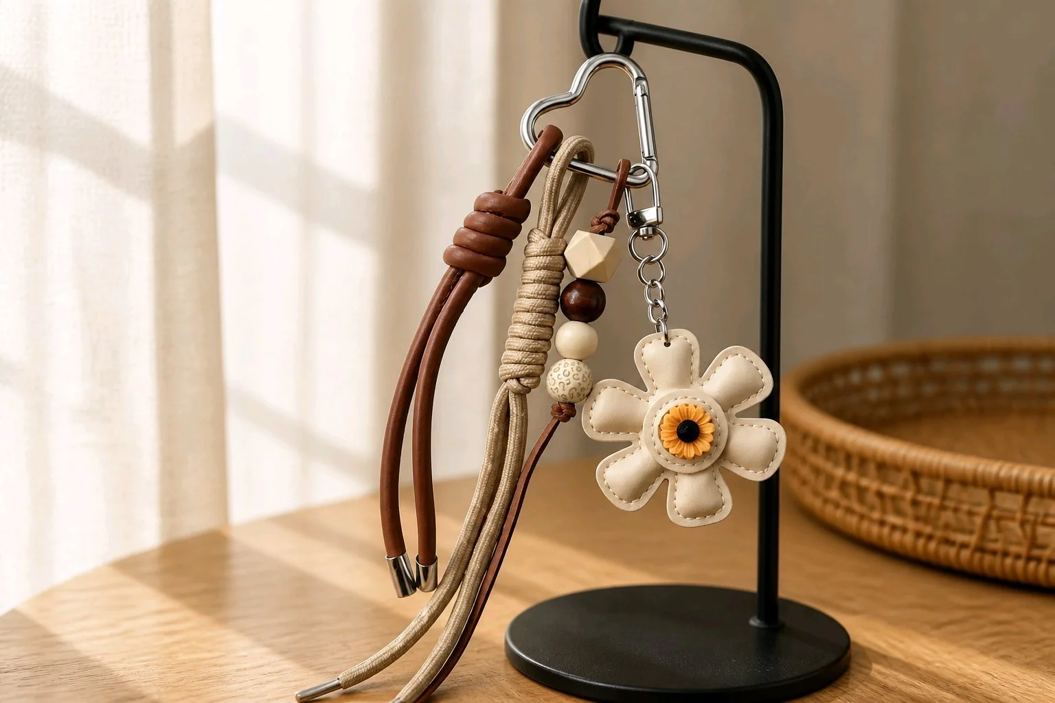 Boho Leather Flower & Tassel