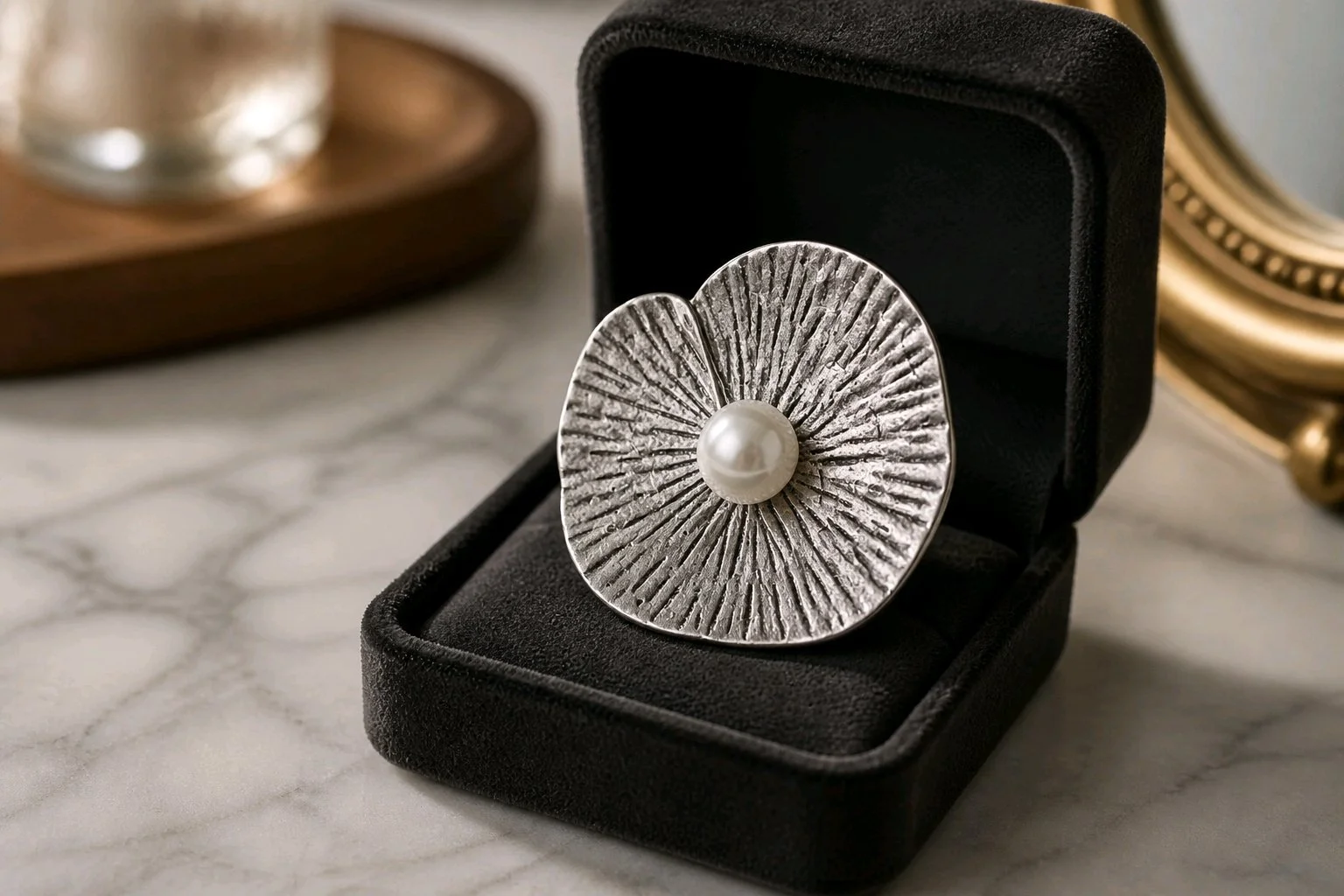 Luxury Handcrafted Silver Brooch & Pendant with Pearl
