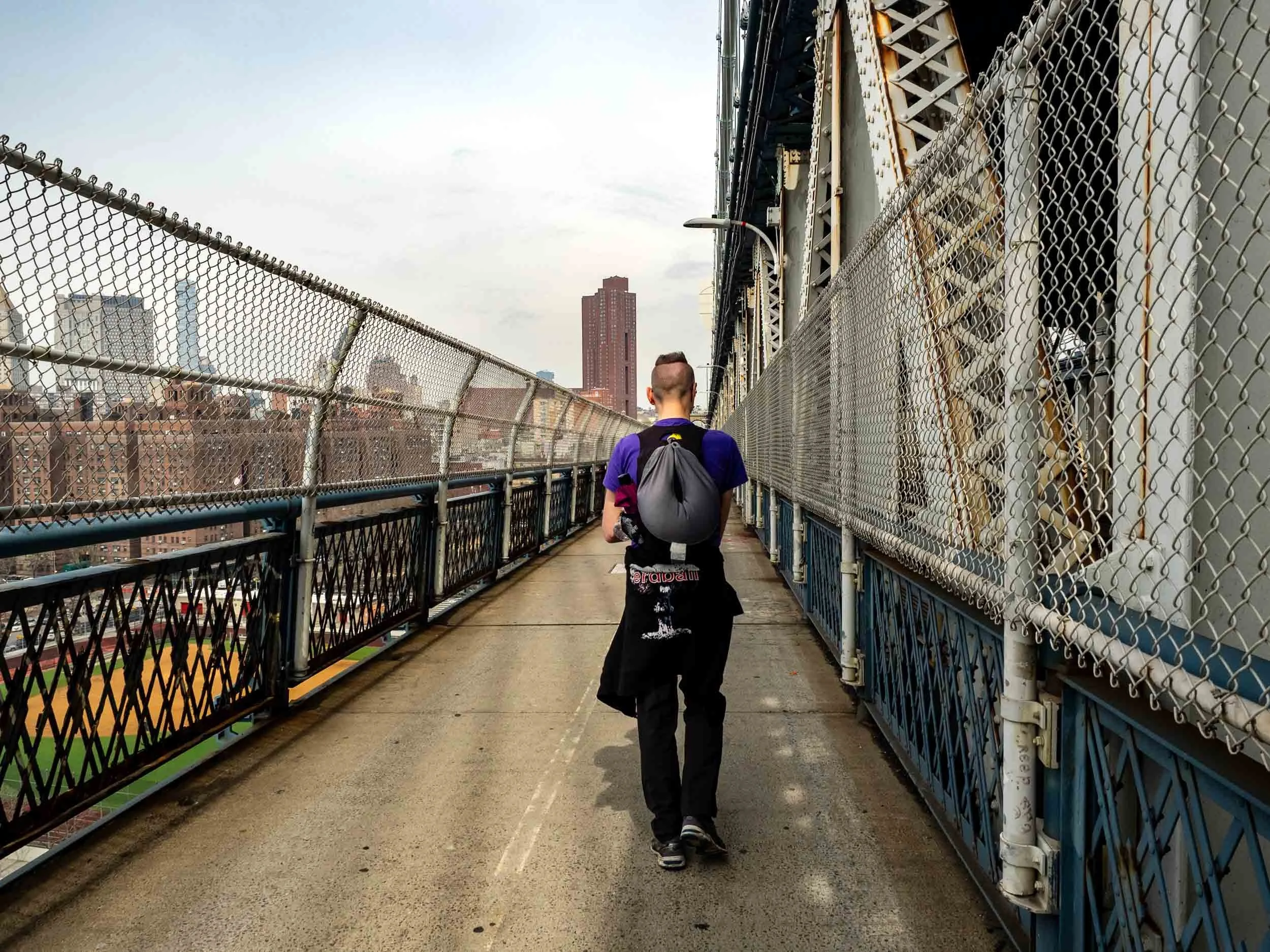 Walking across Williamsburg Bridge
