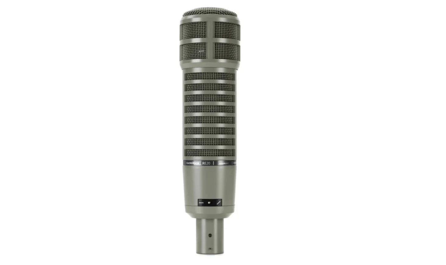 The Electro-Voice RE20 dynamic microphone.