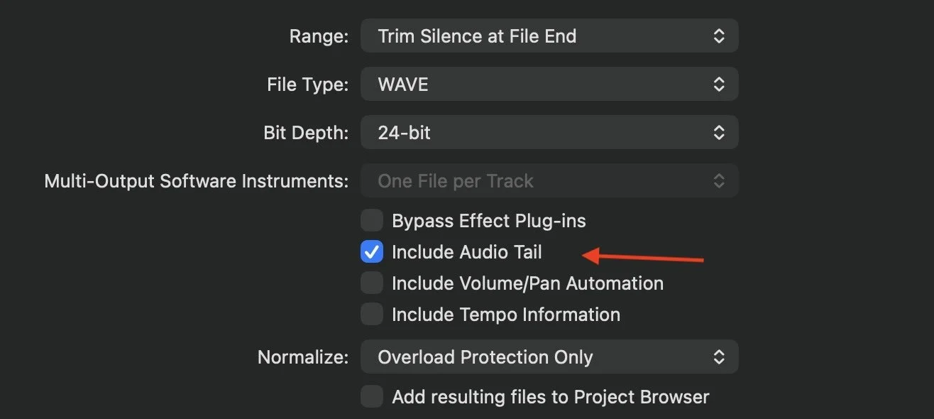 Including effects in stem export.