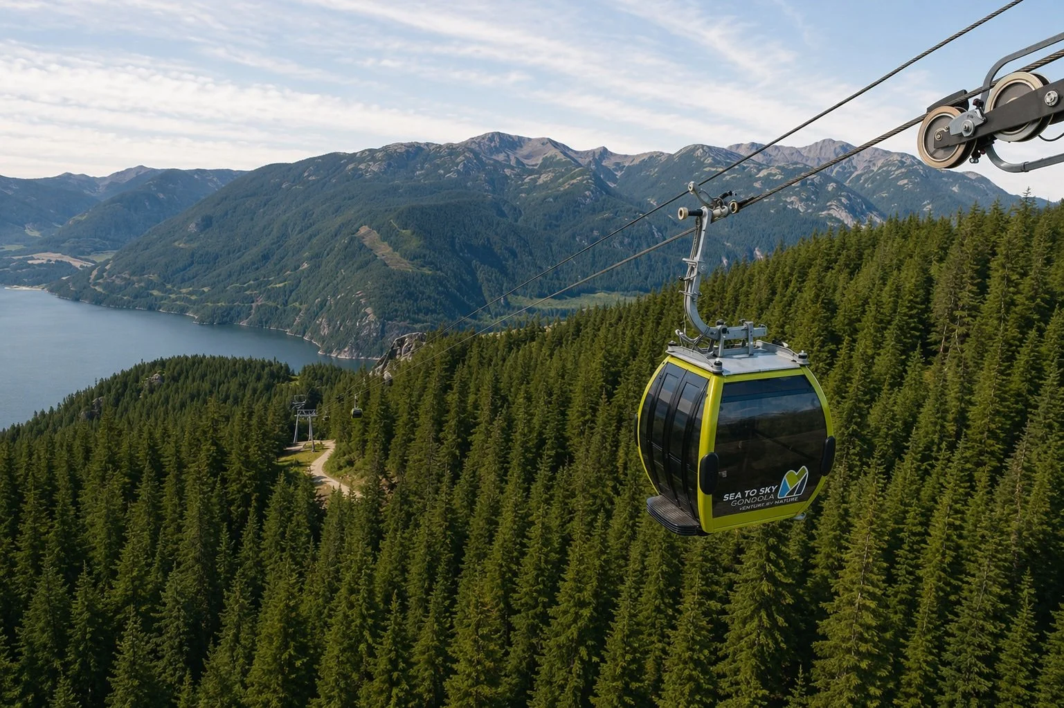 Image of a mountain view and a gondola