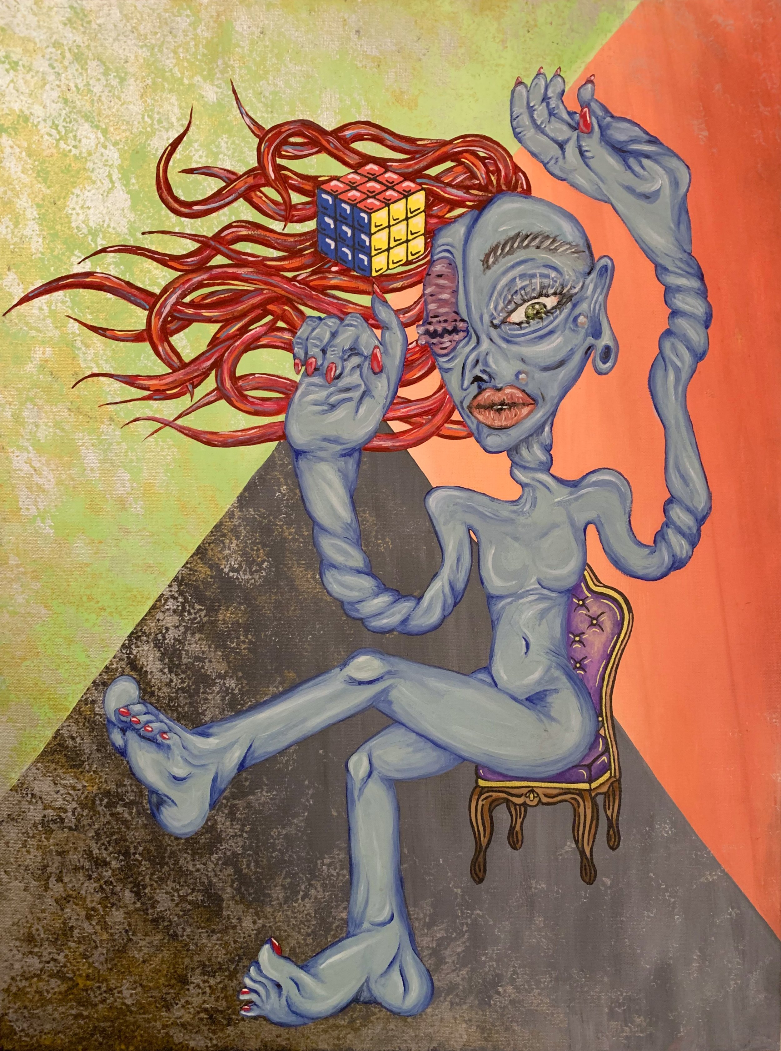 Don't get it twisted. 18x24in, acrylic & oil on canvas. '20.
