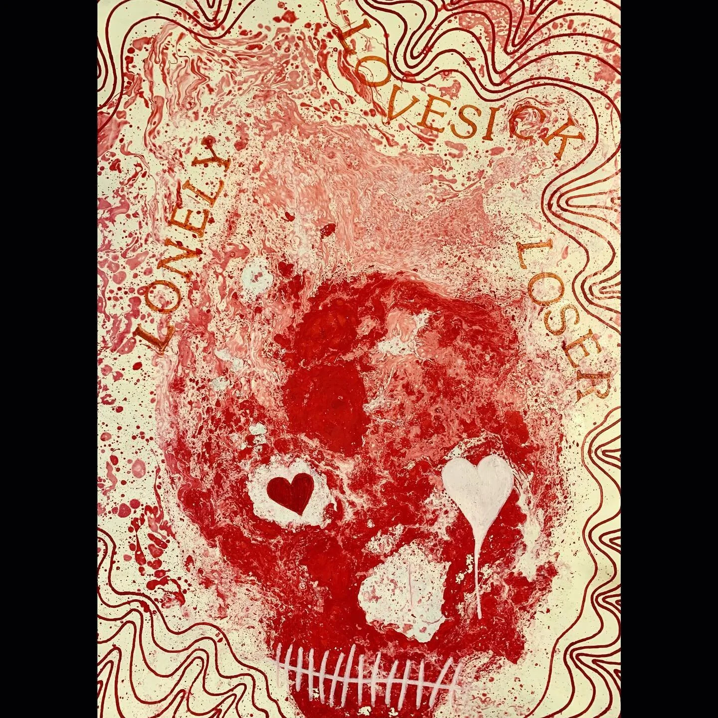 &ldquo;Lonely Lovesick Loser&rdquo;

11x16&rdquo;. Water-marbled paint &amp; ink on paper. &lsquo;23.

&hellip;My skull&rsquo;s on fire, how &lsquo;bout yours? That&rsquo;s the way I like it &amp; I never get bored&hellip;

🥁 HEY NOW YOU&rsquo;RE A 