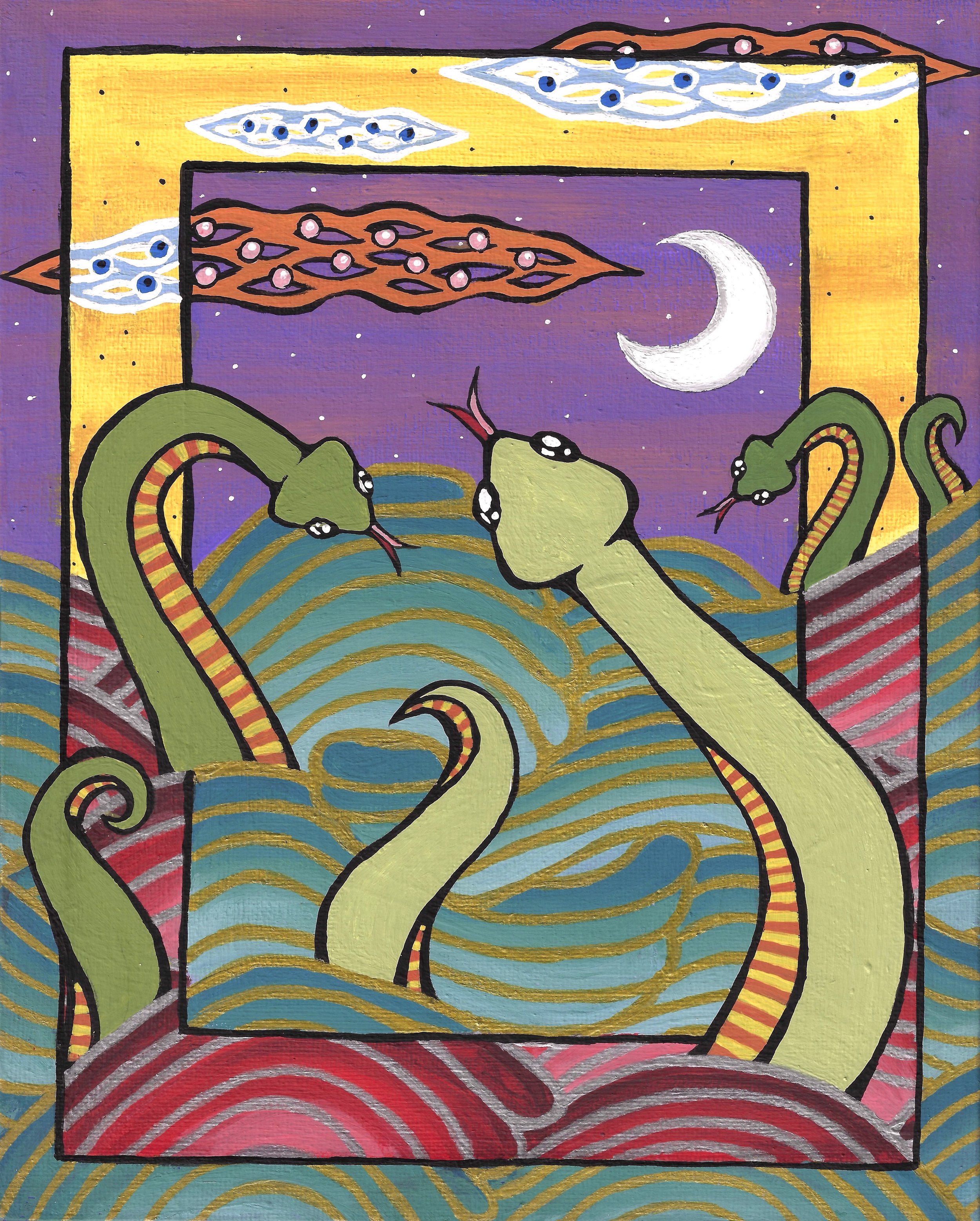 Night ssswim. 8x10in, acrylic on canvas. '24.