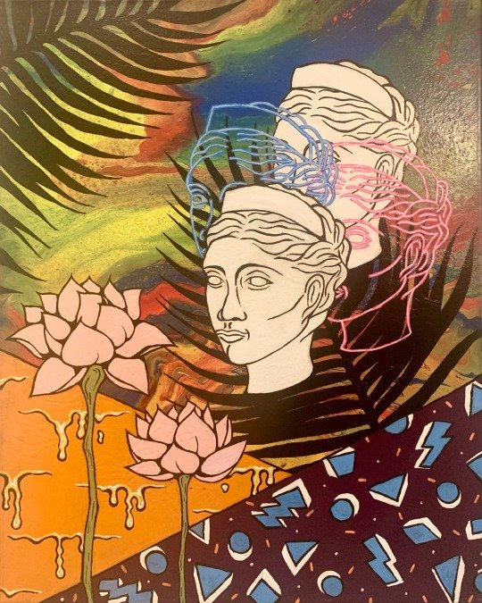 Loonette the frown. 16x20in. Acrylic on canvas, '19.