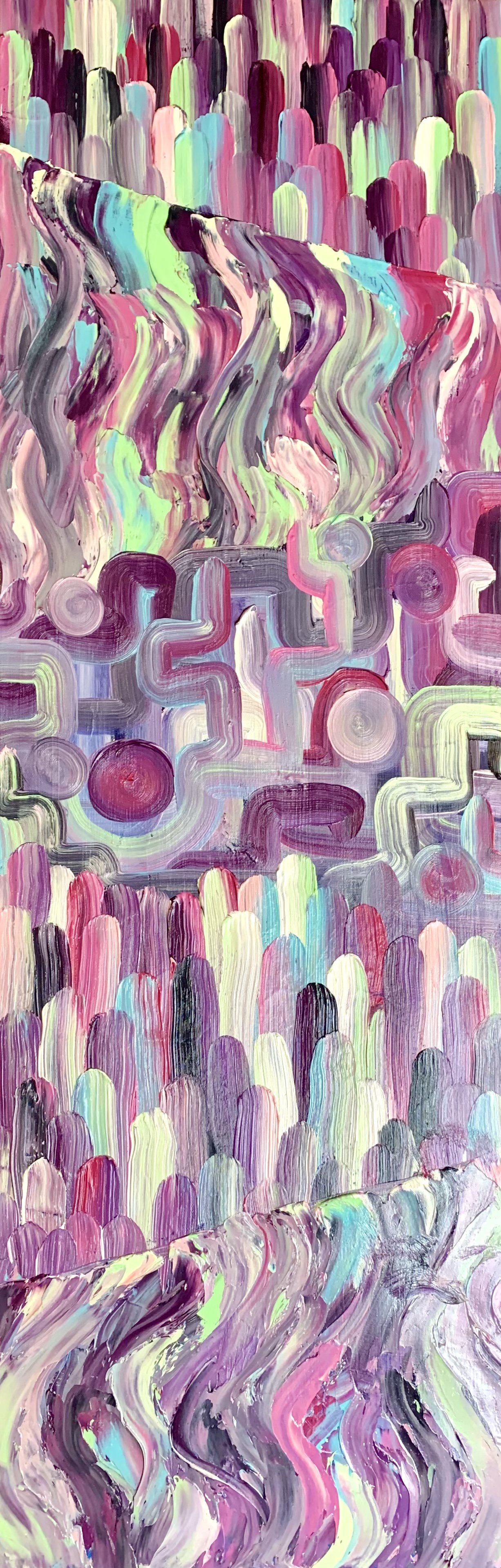 I Don't Care For Fancy Things. 12x24in, oil on canvas. '21.