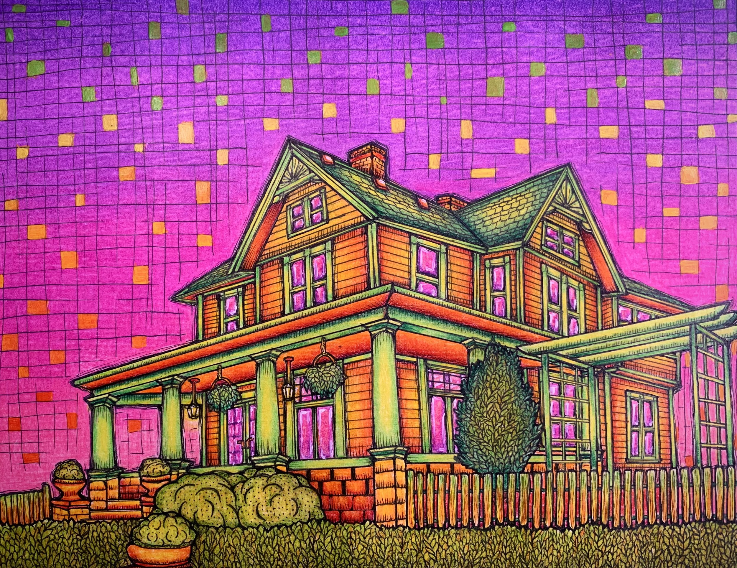 House Commission. 
8x10", ink & colored pencil. '25