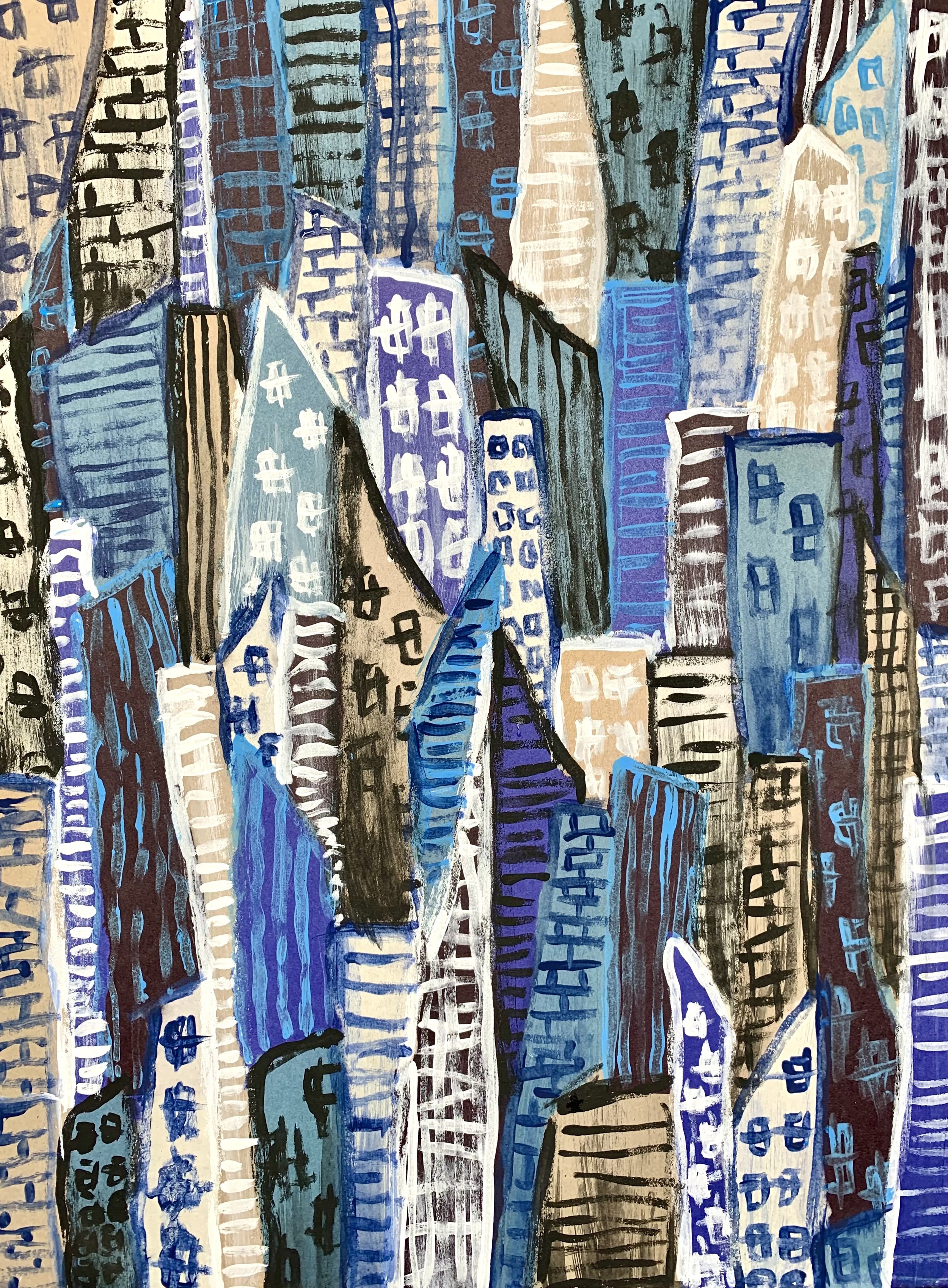 Houses Of Blue. 18x24in, acrylic on canvas, '22.