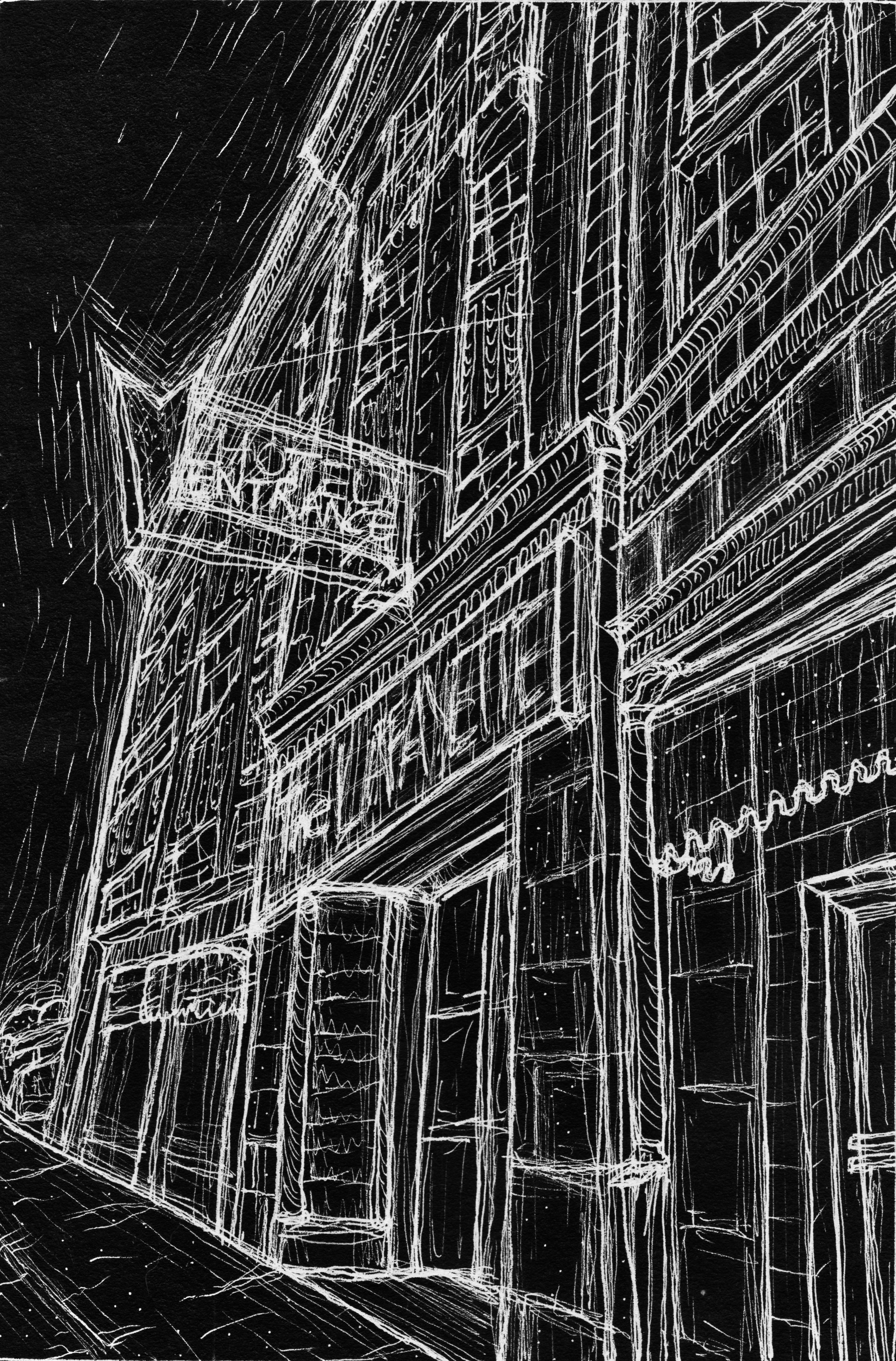 Lafayette Hotel. 6x8in, ink on paper. '21.
