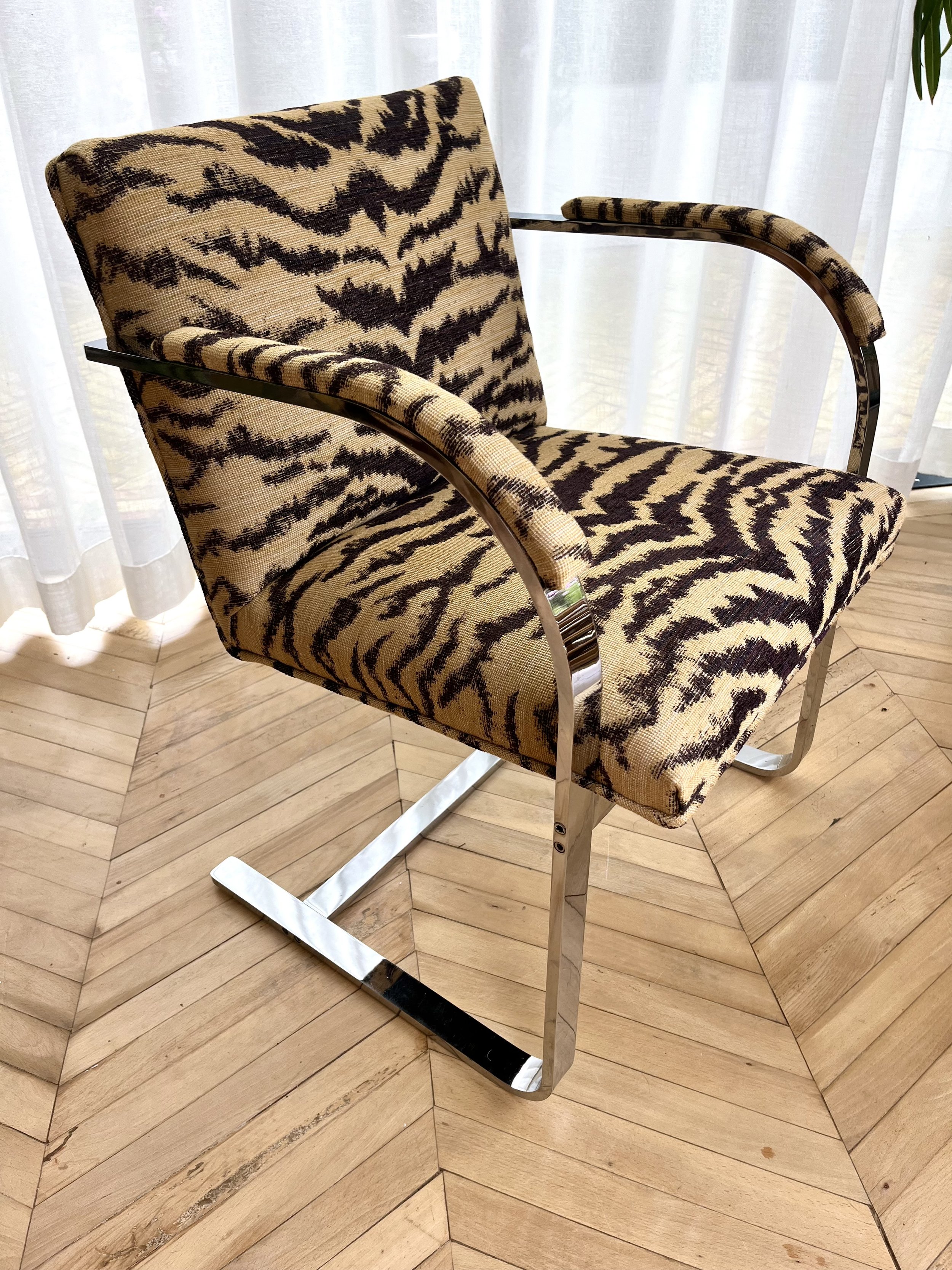 Tiger fabric upholstered chrome chair 15.jpeg