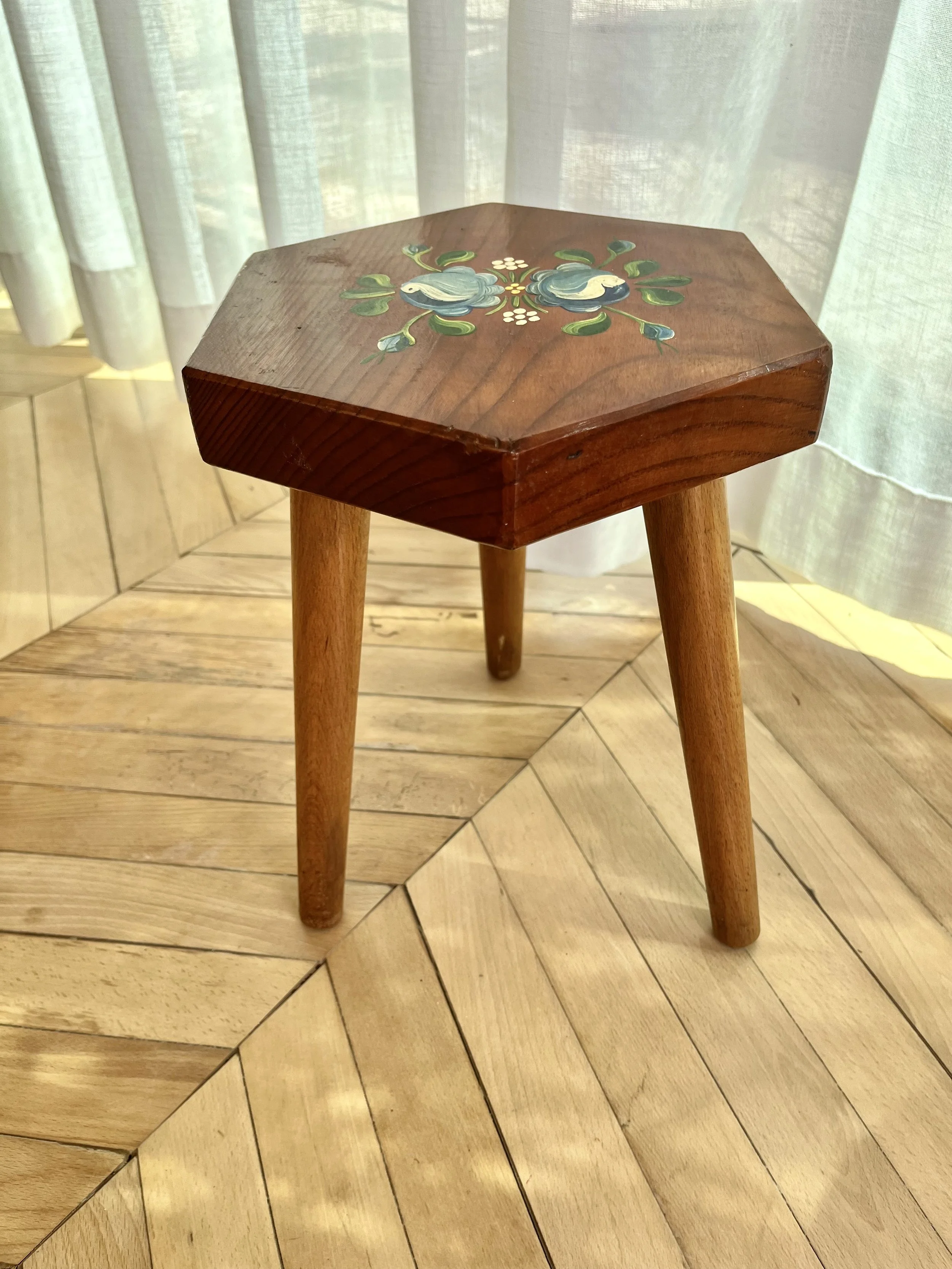 Hand painted hexagonal stool 2.jpeg