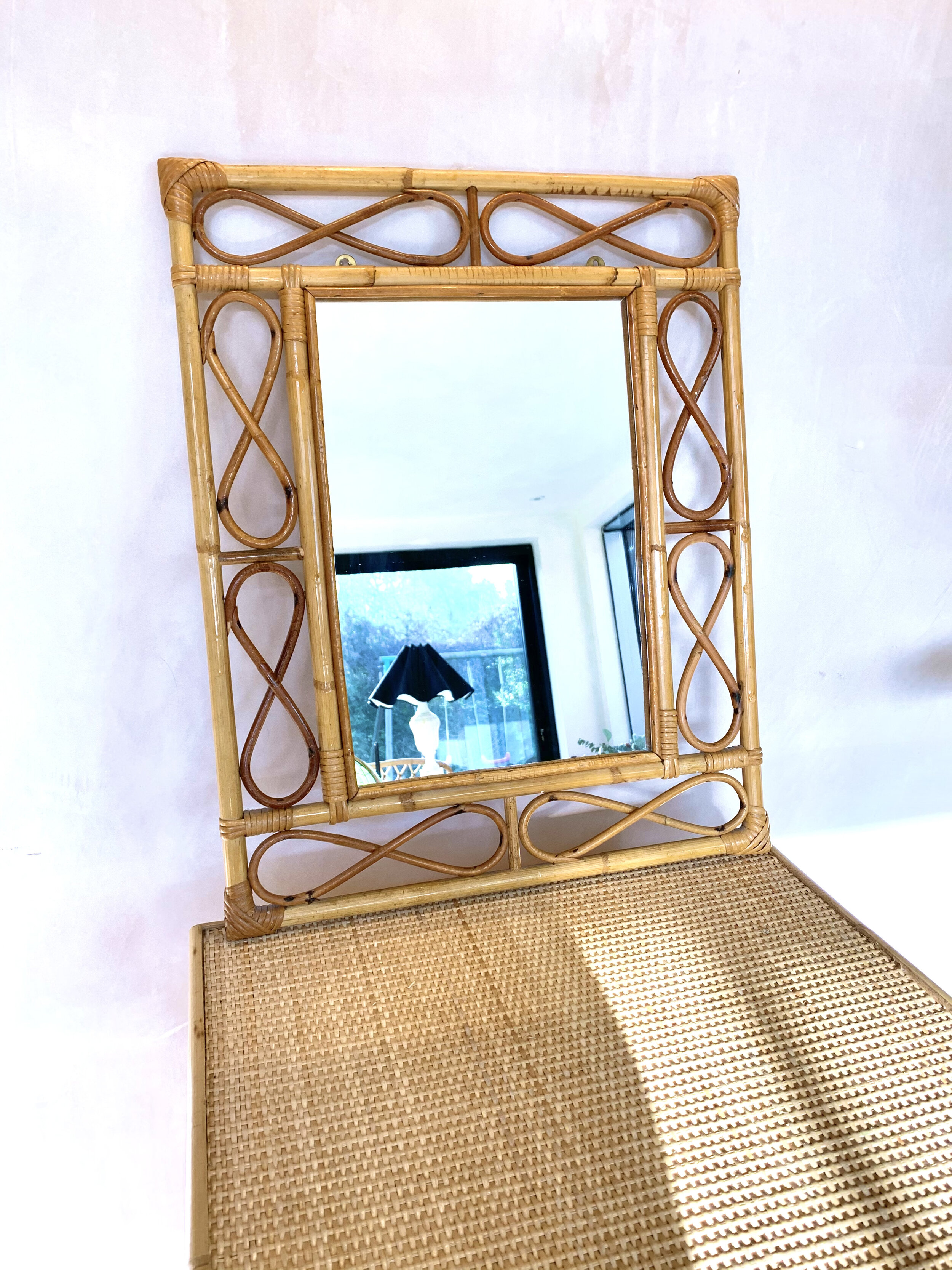 annamhliving-vintage boho tiki bamboo rectanglular mirror