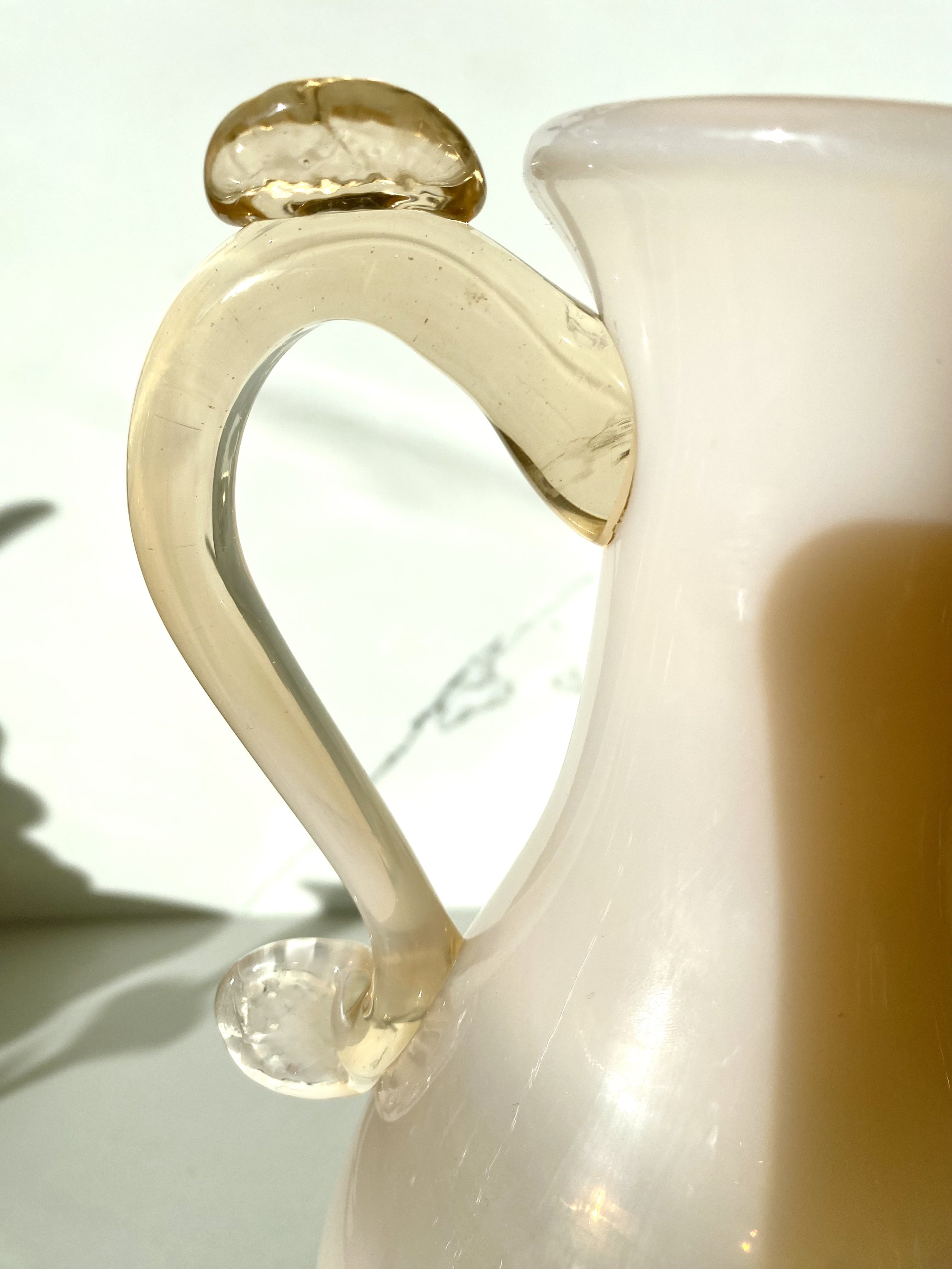 victorian peach opaque vase jug handle