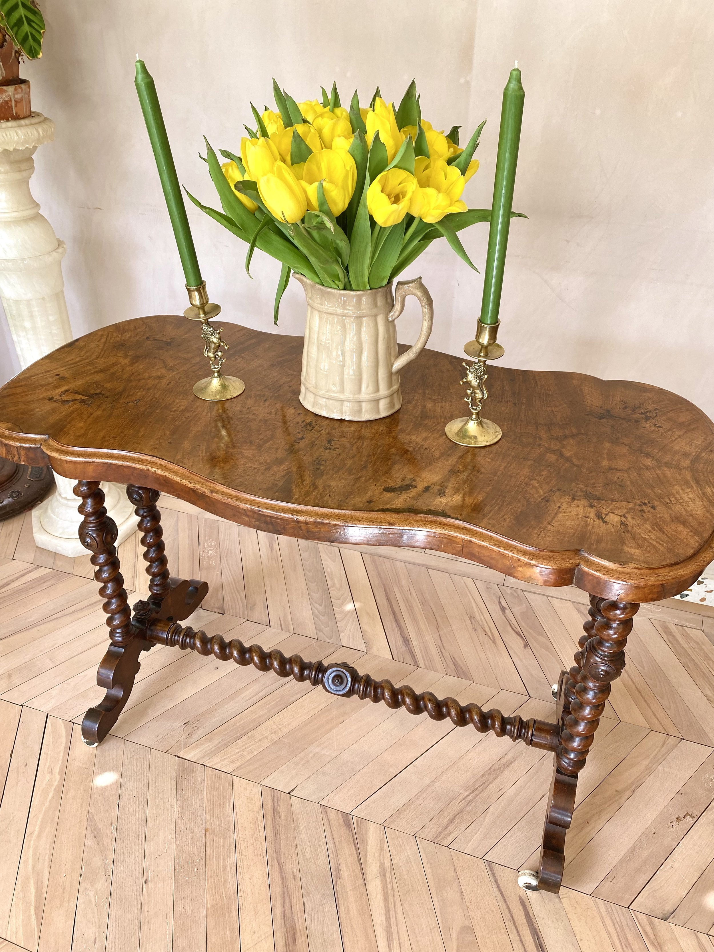 Walnut burr barley twist console table 4.jpeg