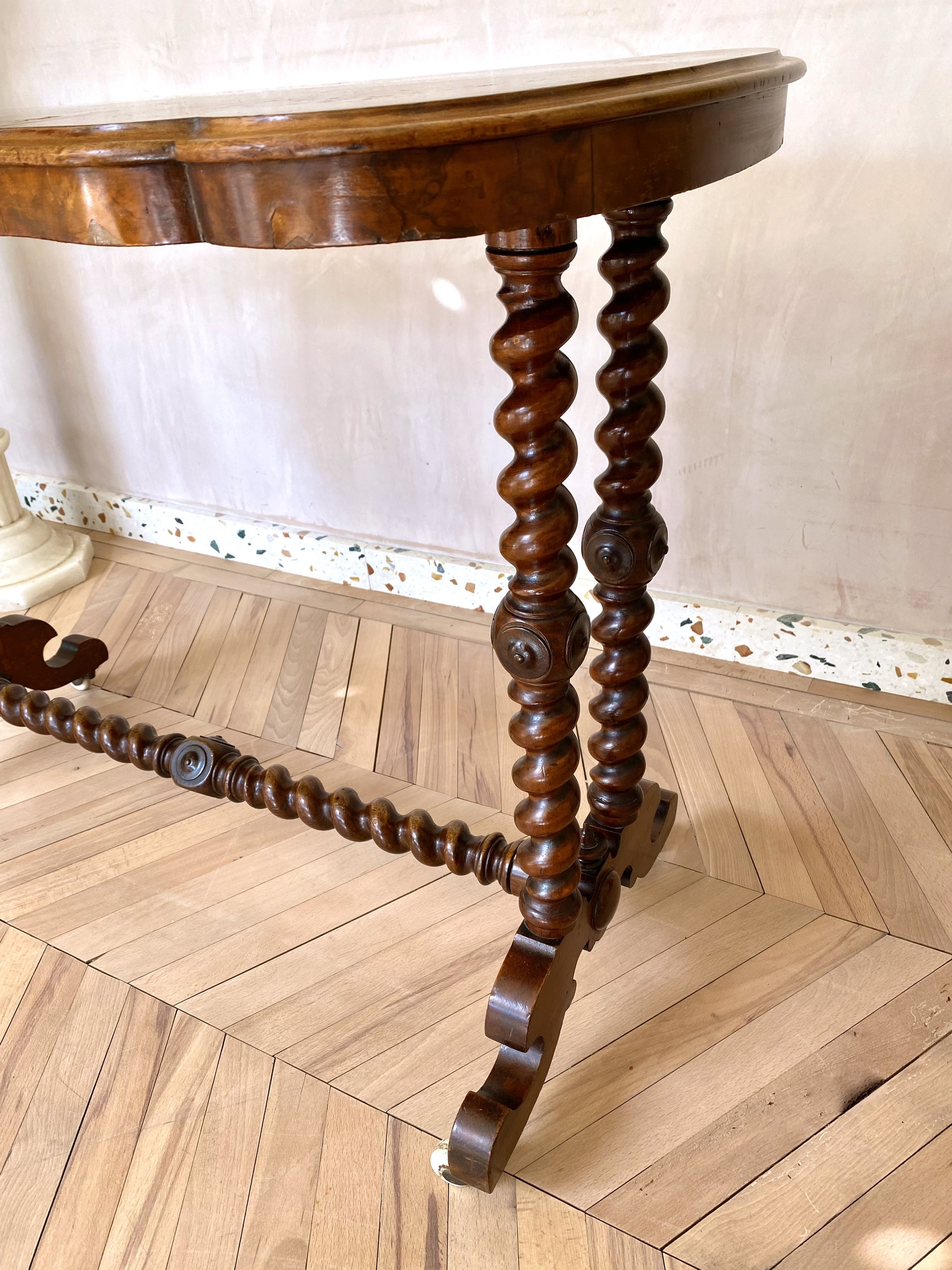 Walnut burr barley twist console table 7.jpeg