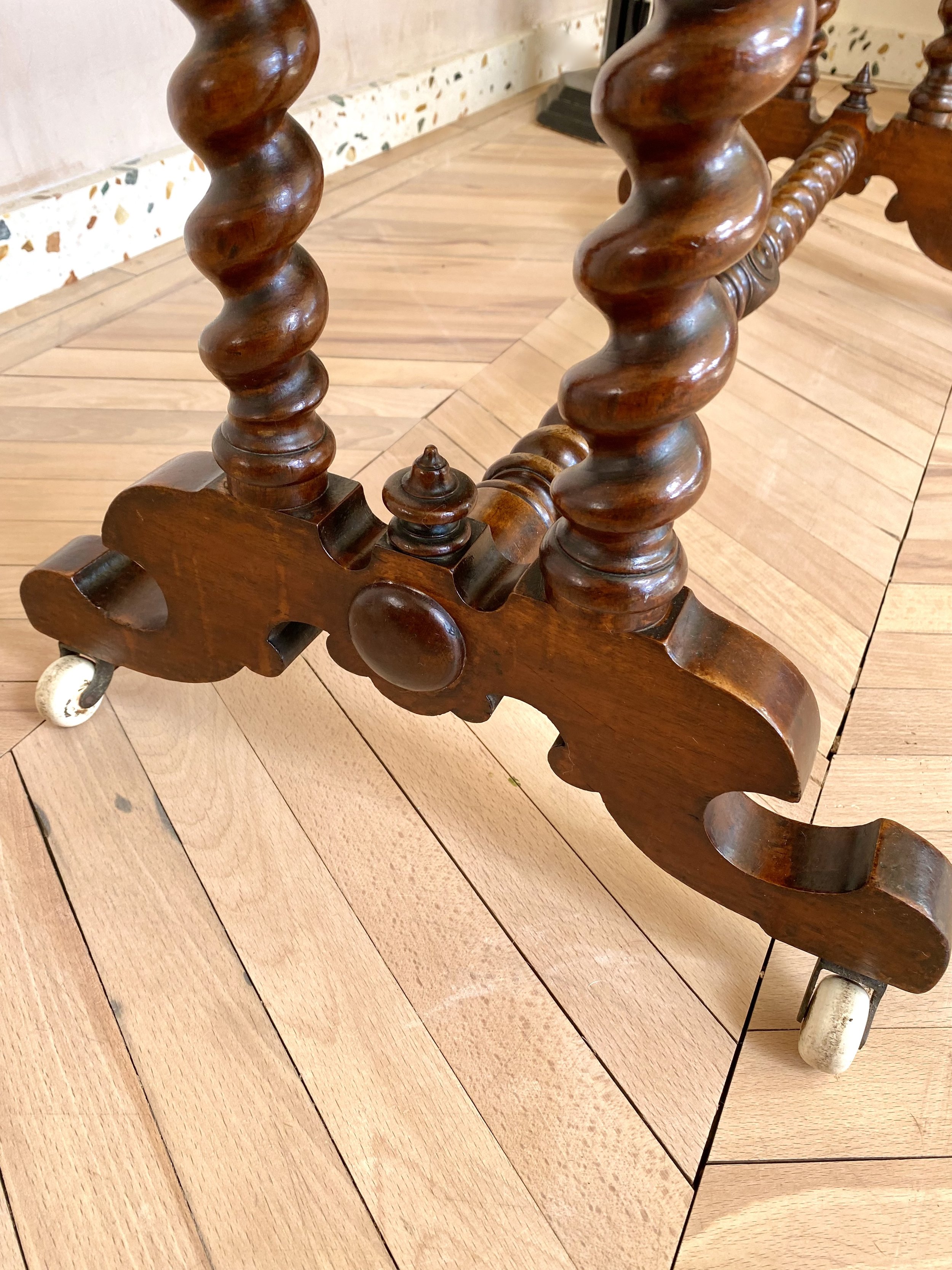 Walnut burr barley twist console table 11.jpeg