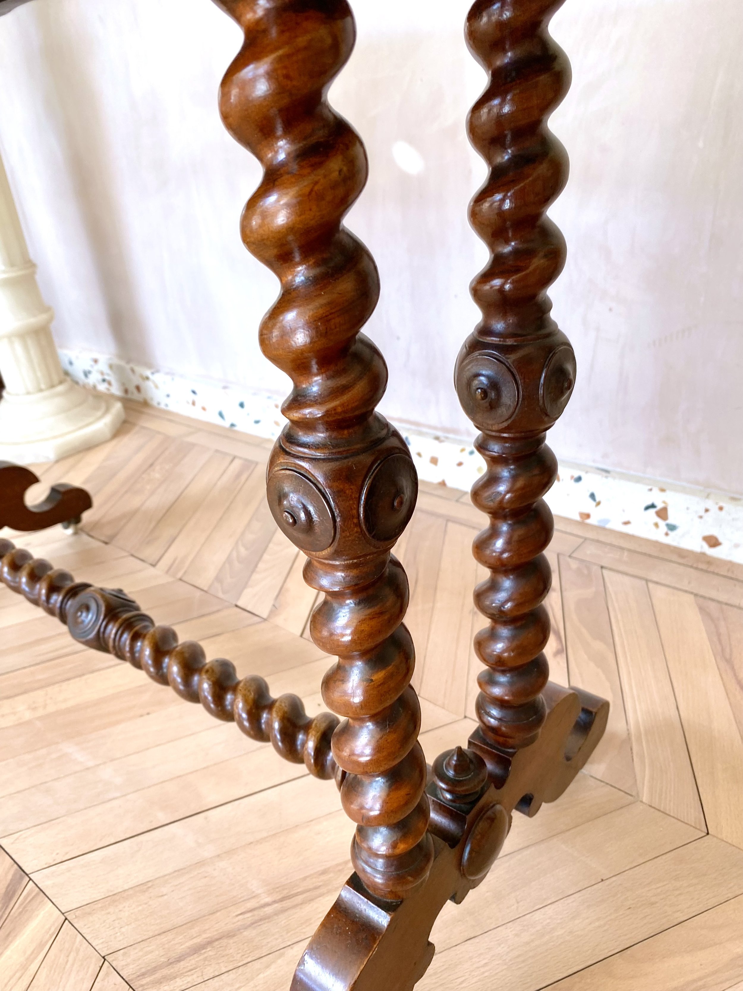 Walnut burr barley twist console table 14.jpeg