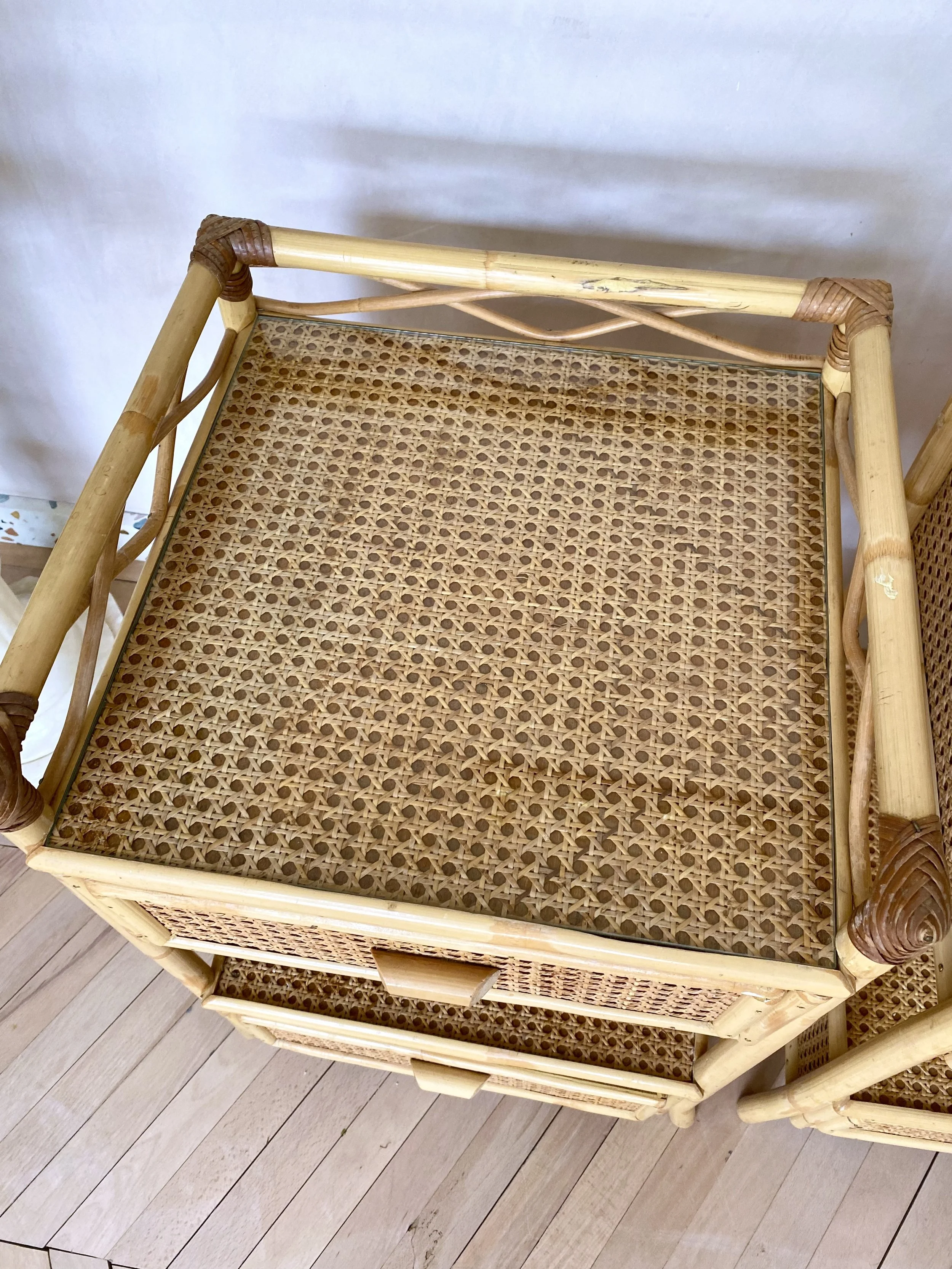 Annämh Living • Pair of Vintage Angraves Double Drawer Bedside Tables