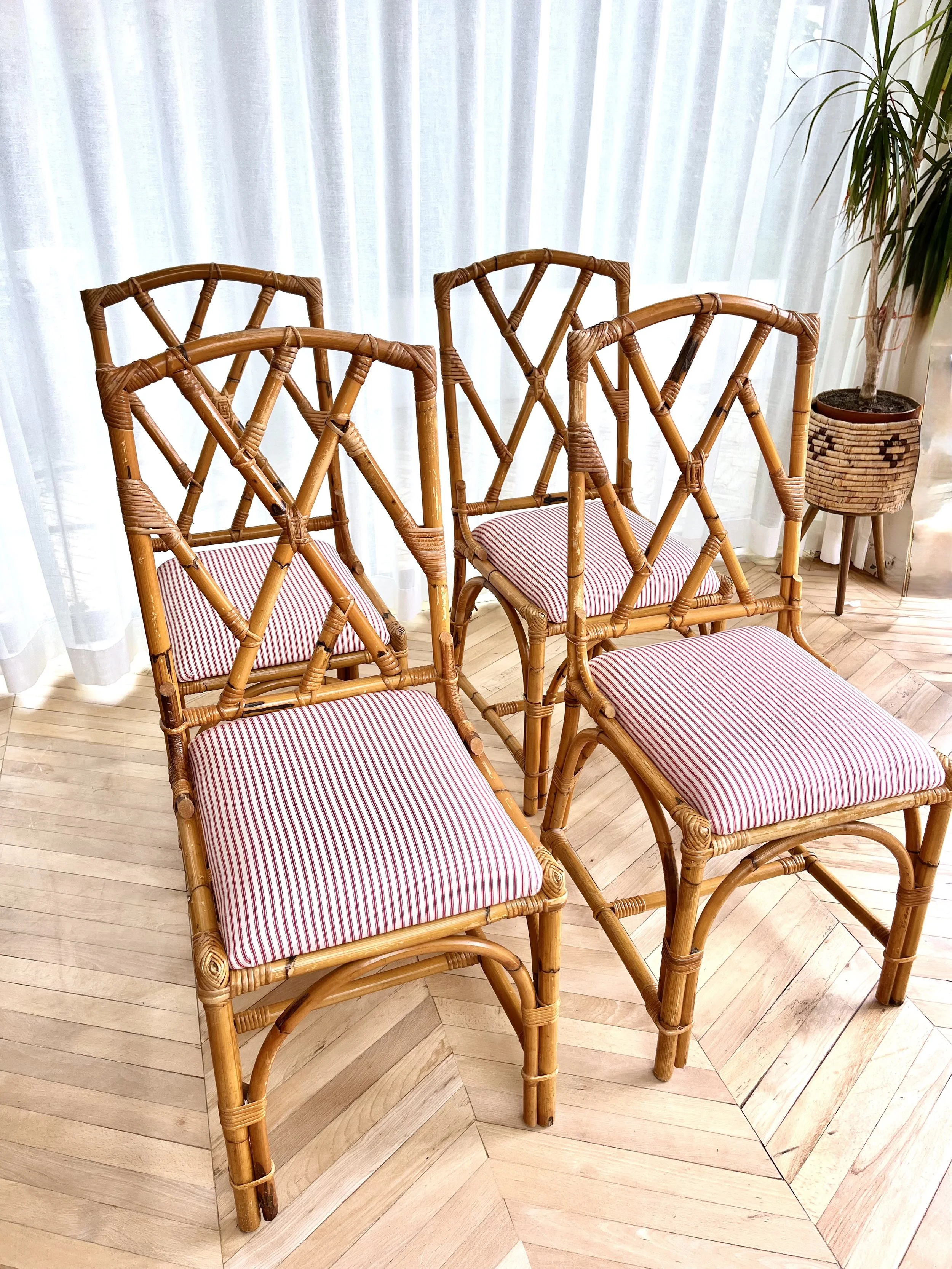 Set of four vintage bamboo chinoserie dining chairs 2.jpeg