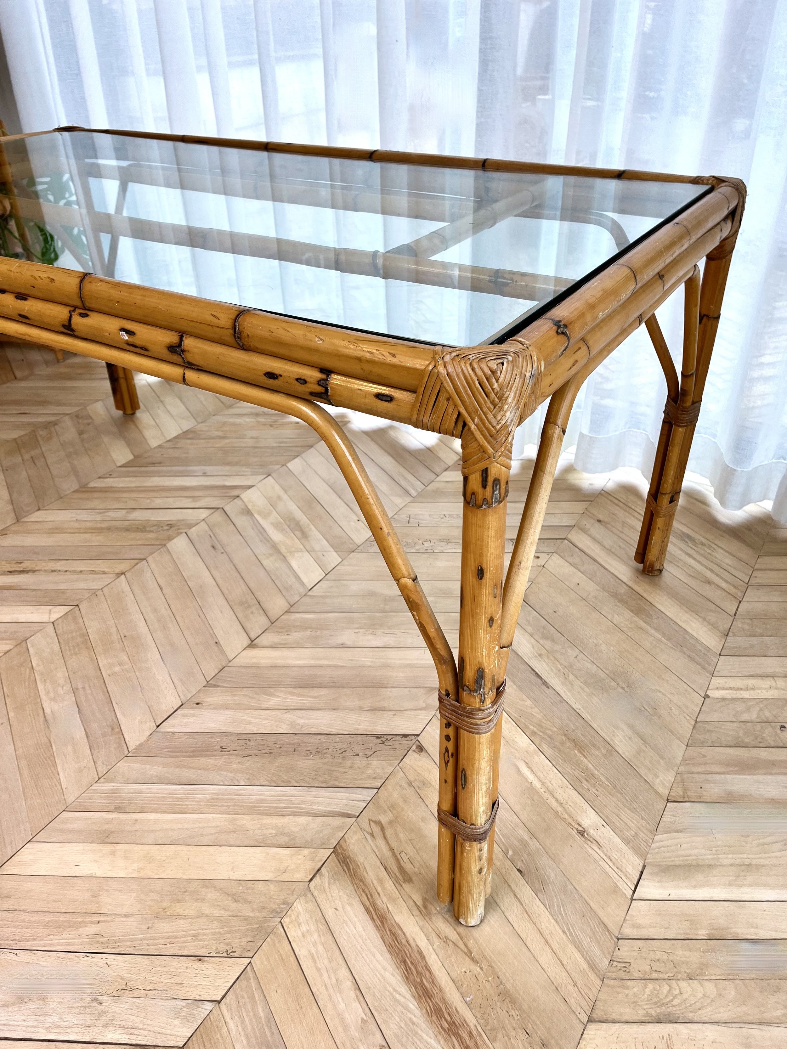Vintage bamboo and glass dining table 2.jpeg