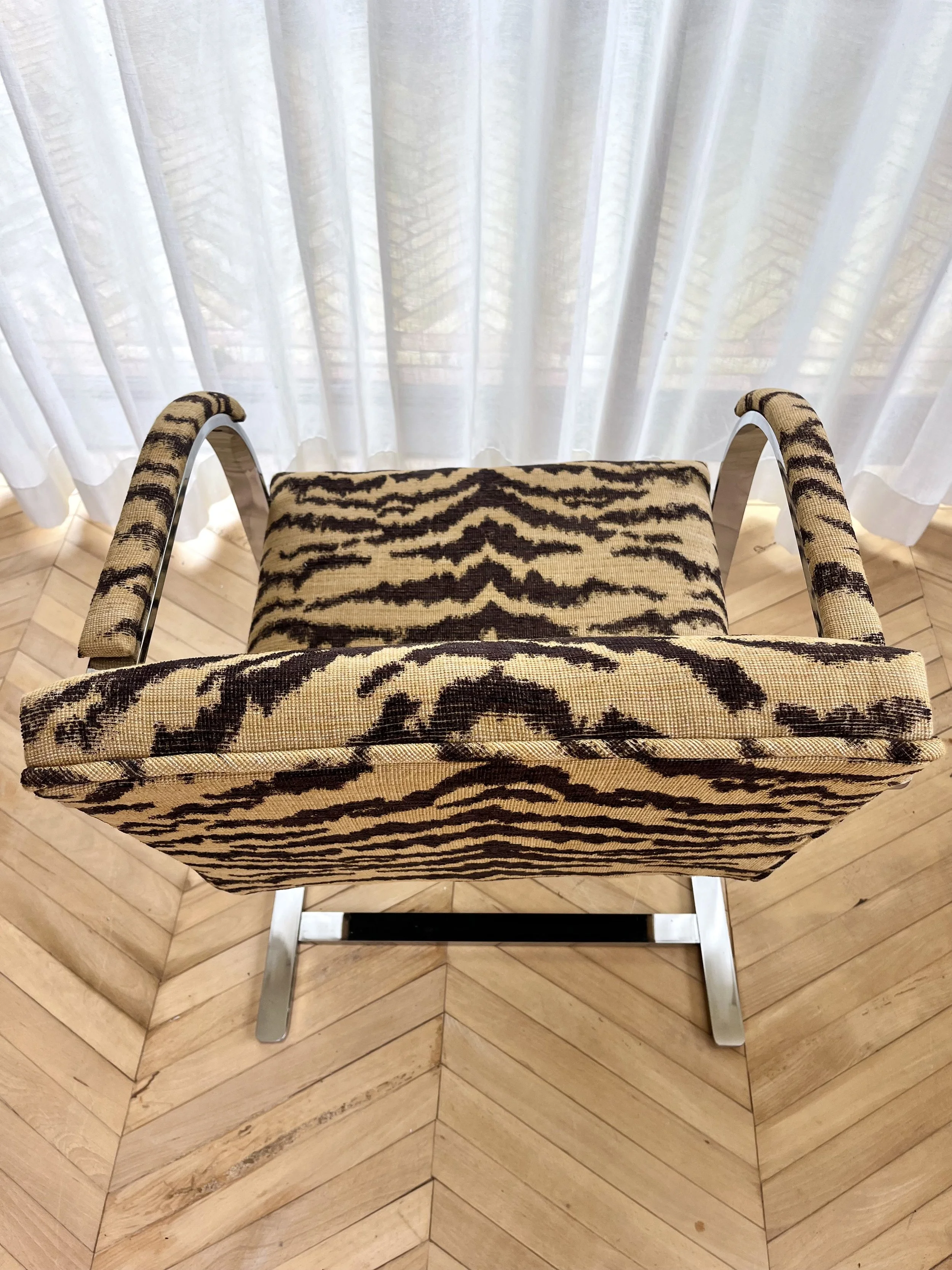 Tiger fabric upholstered chrome chair 13.jpeg