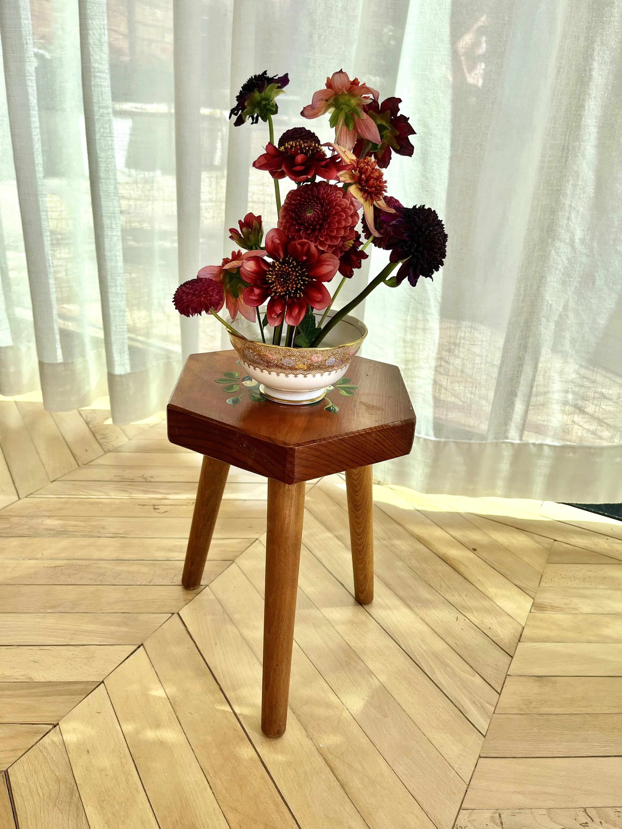 Hand painted hexagonal stool 1.jpeg