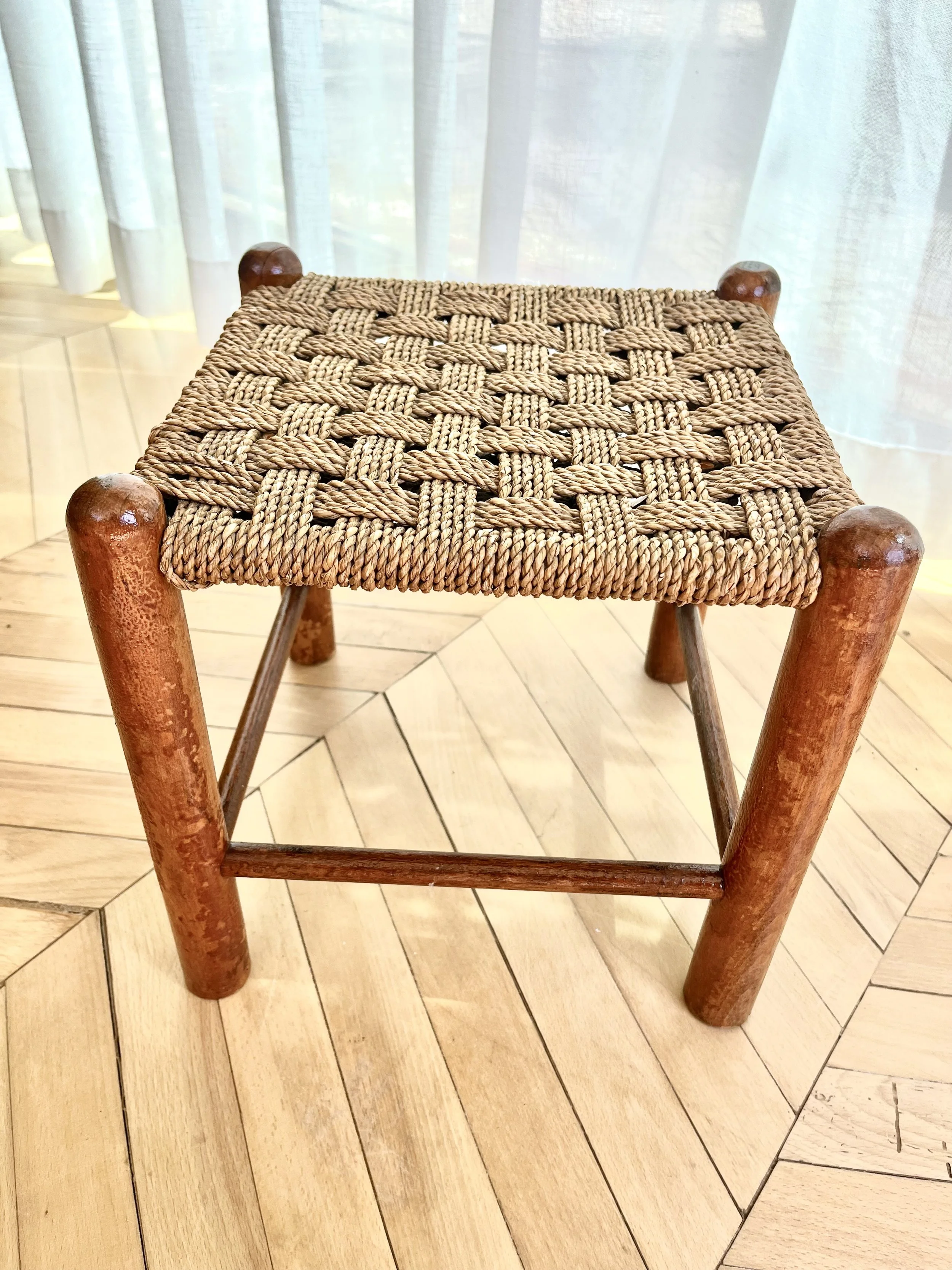 Vintage woven papercord stool 3.jpeg