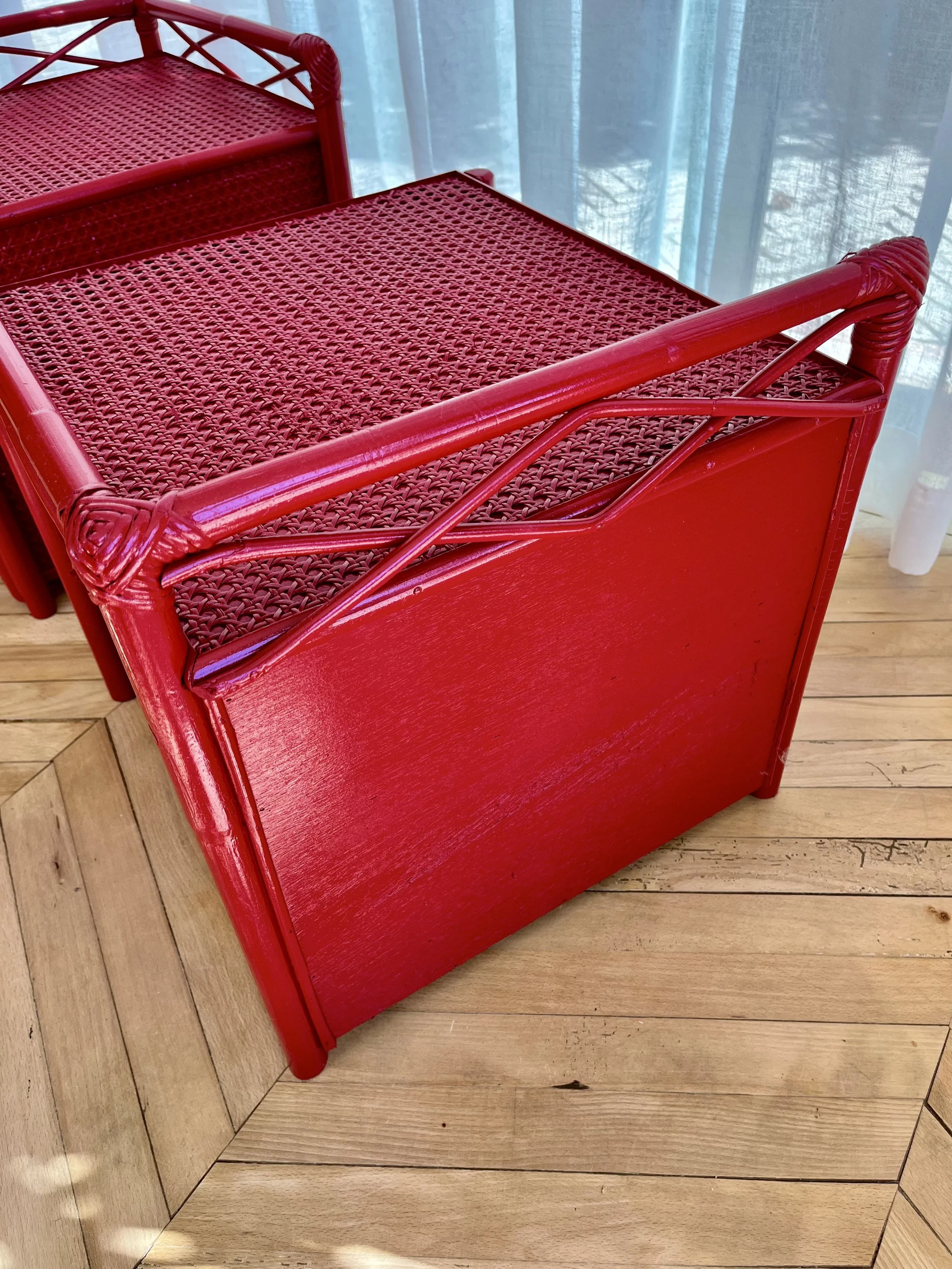 Pair of red lacquered bamboo and cane bedside cupboards 16.jpeg