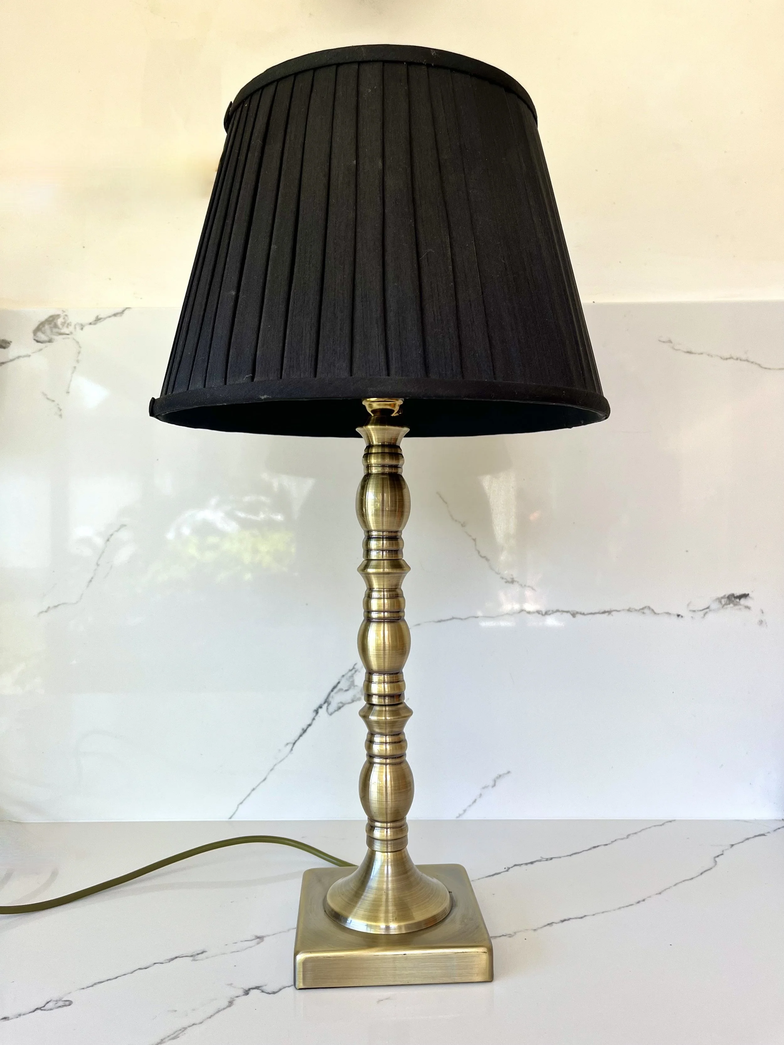 Brushed Brass Shaped Pillar Table Lamp