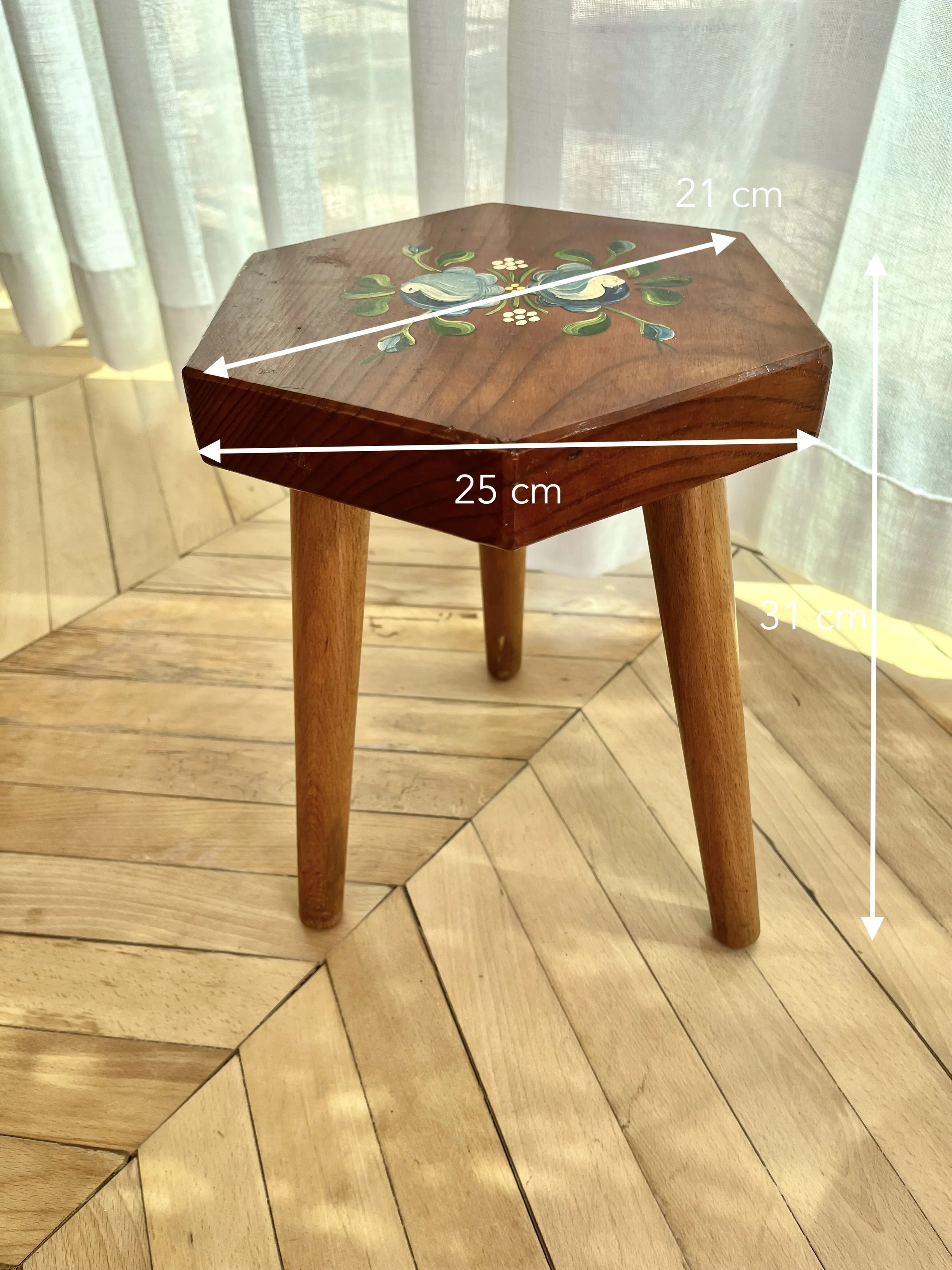 Hand painted hexagonal stool 2.jpeg