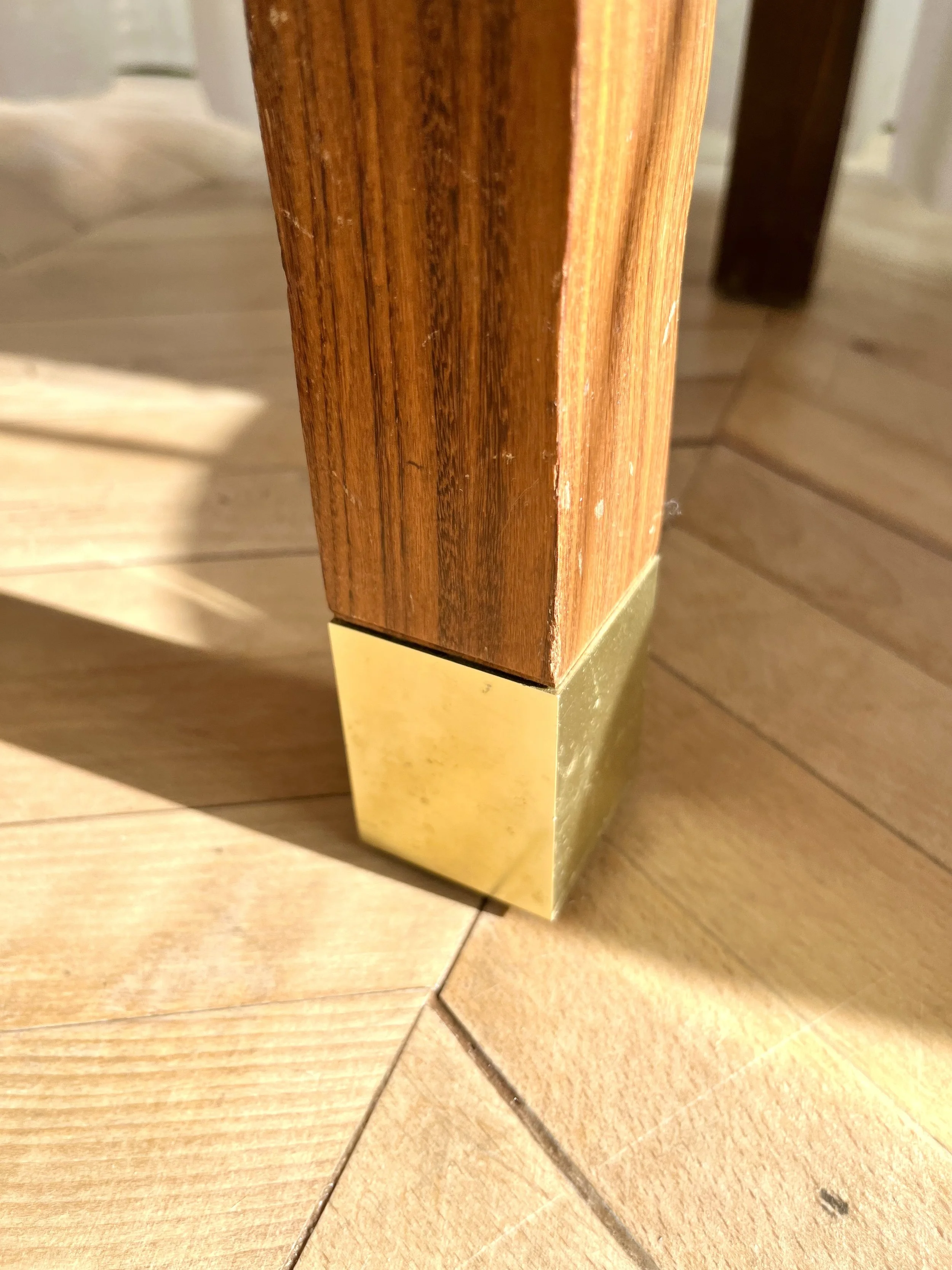 1960s teak veneer dressing table brass foot.jpeg