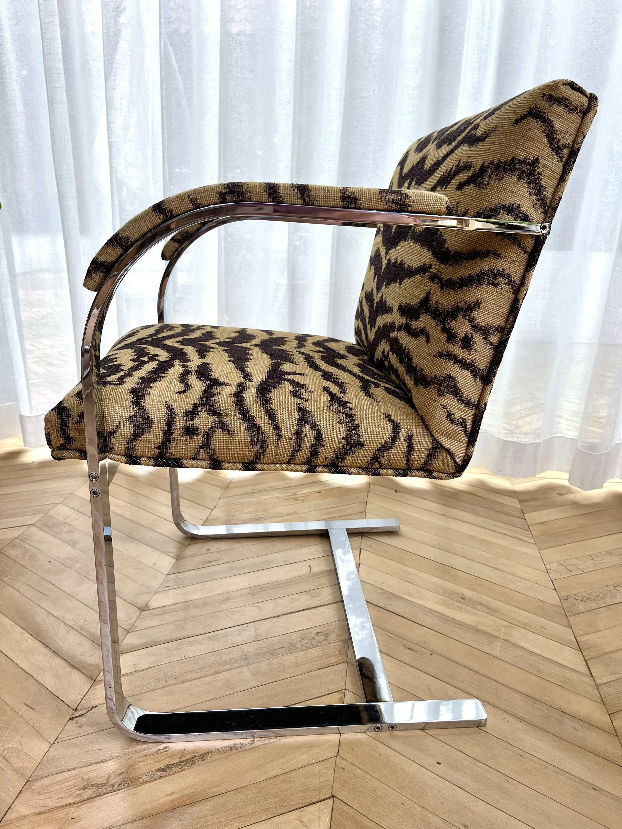 Tiger fabric upholstered chrome chair 11.jpeg