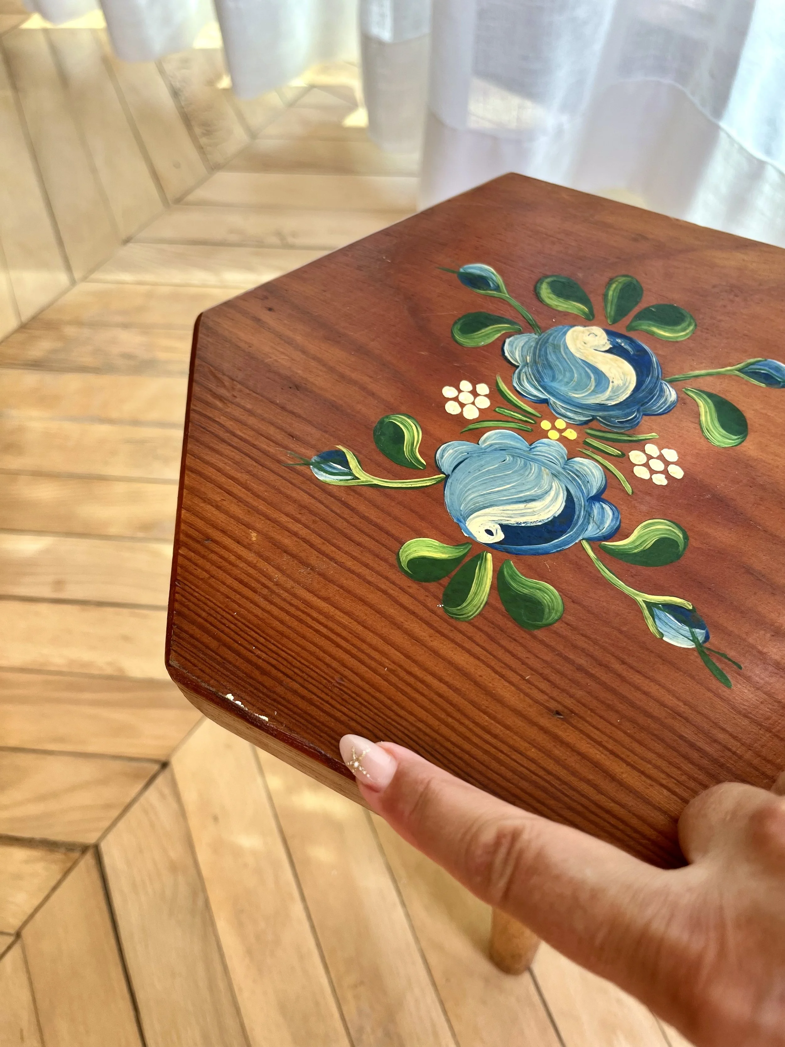 Hand painted hexagonal stool 5.jpeg