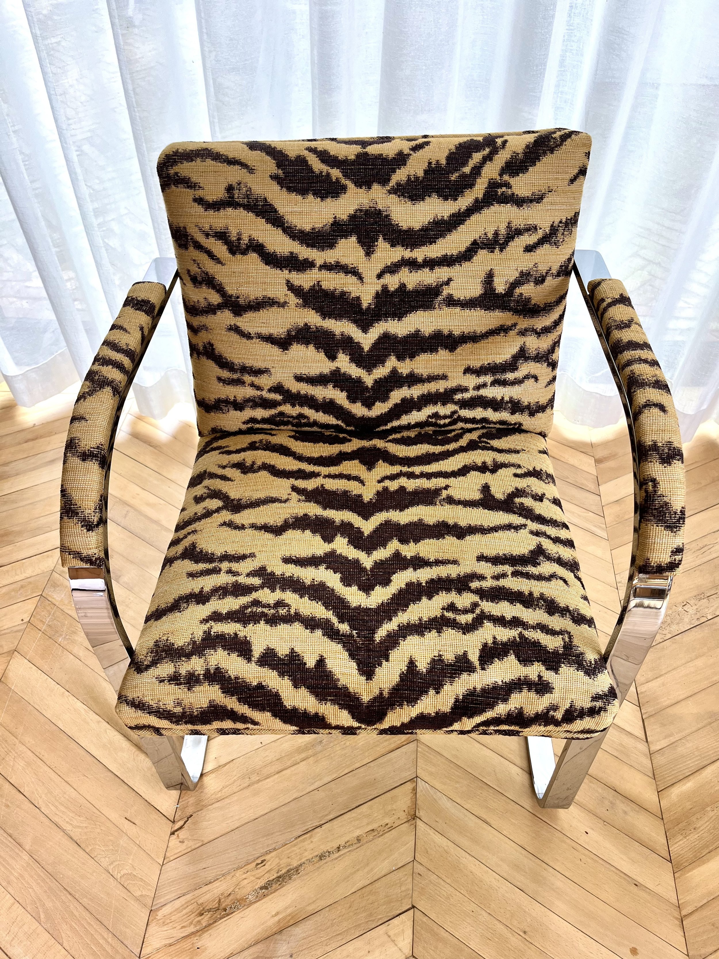 Tiger fabric upholstered chrome chair 6.jpeg