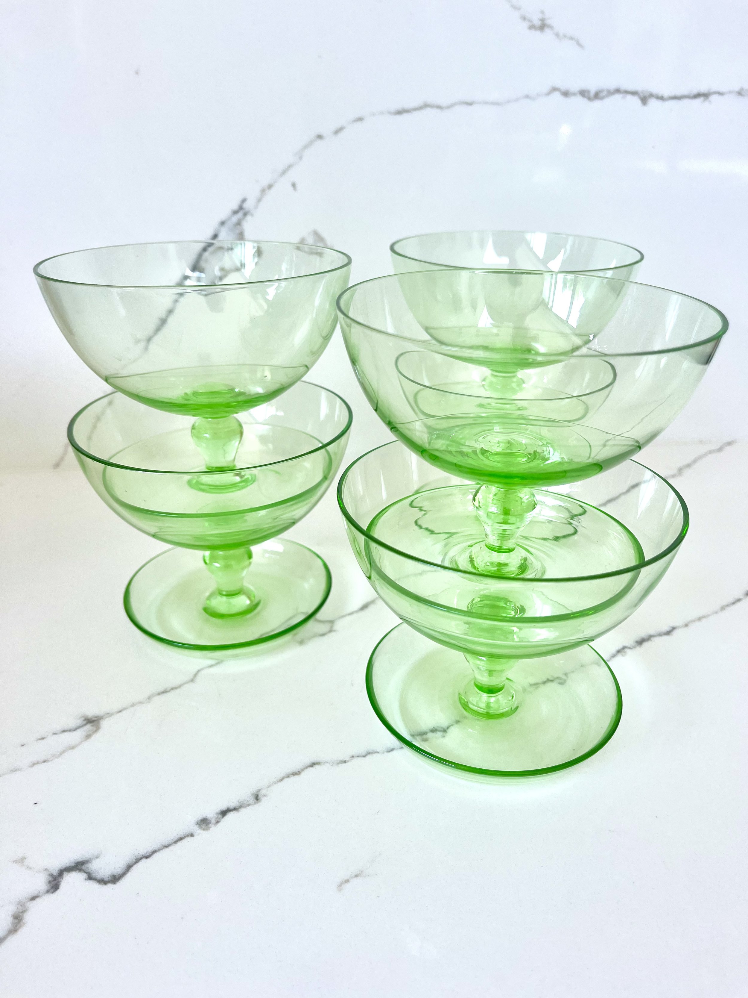 Set of six green glass dessert dishes 3.jpeg