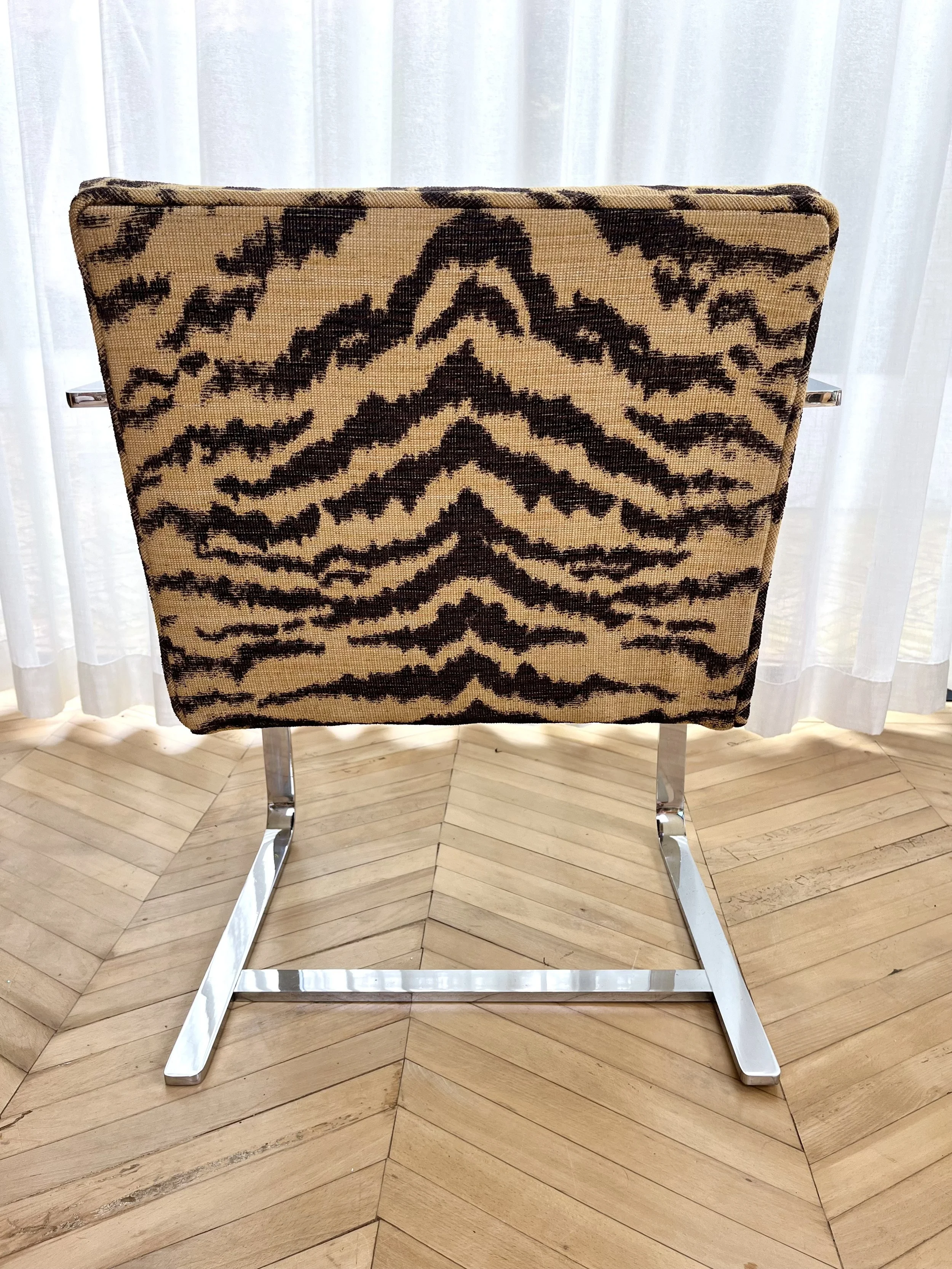 Tiger fabric upholstered chrome chair 12.jpeg
