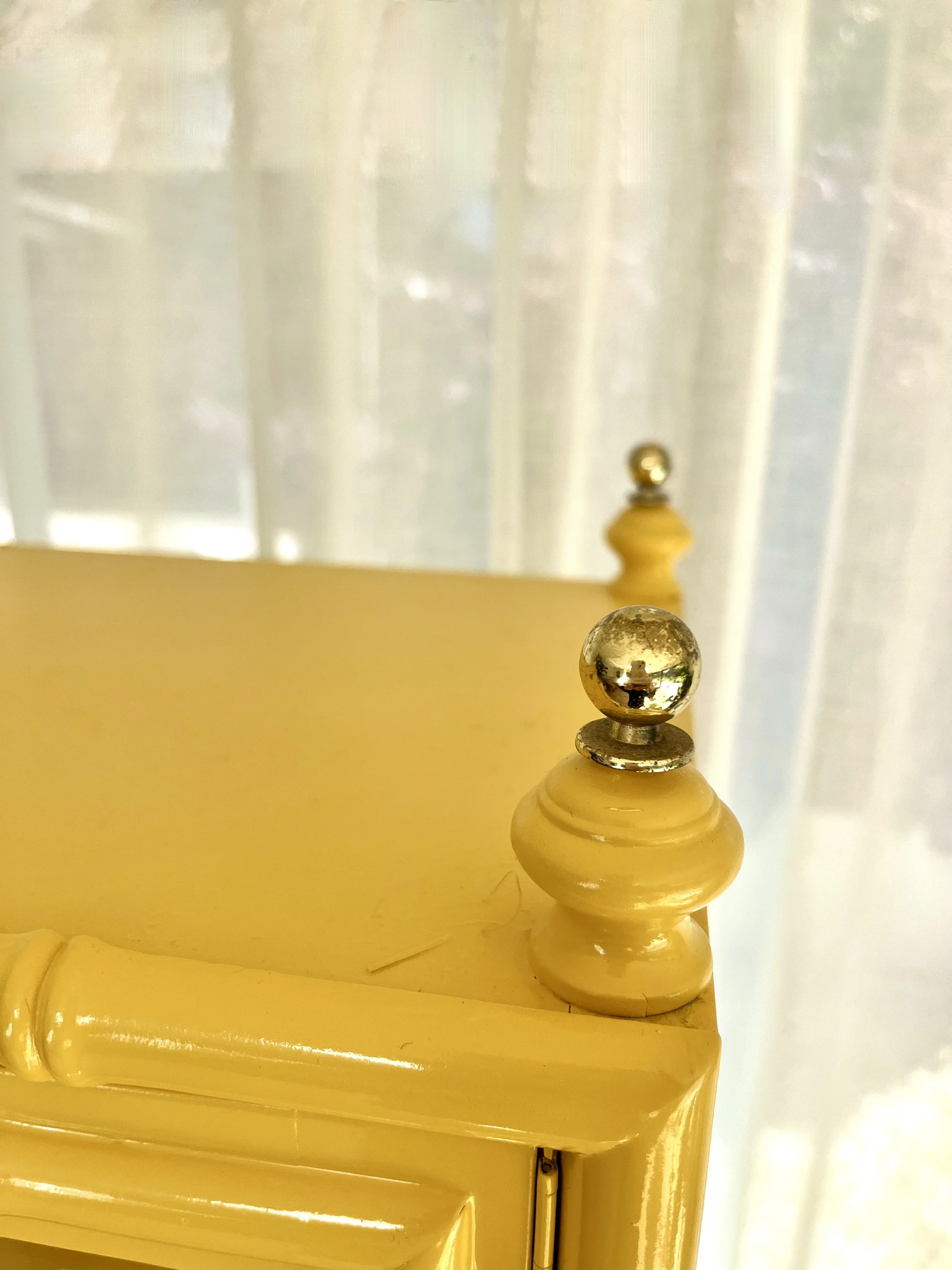 Yellow lacquered tall faux bamboo glass cabinet 6.jpeg