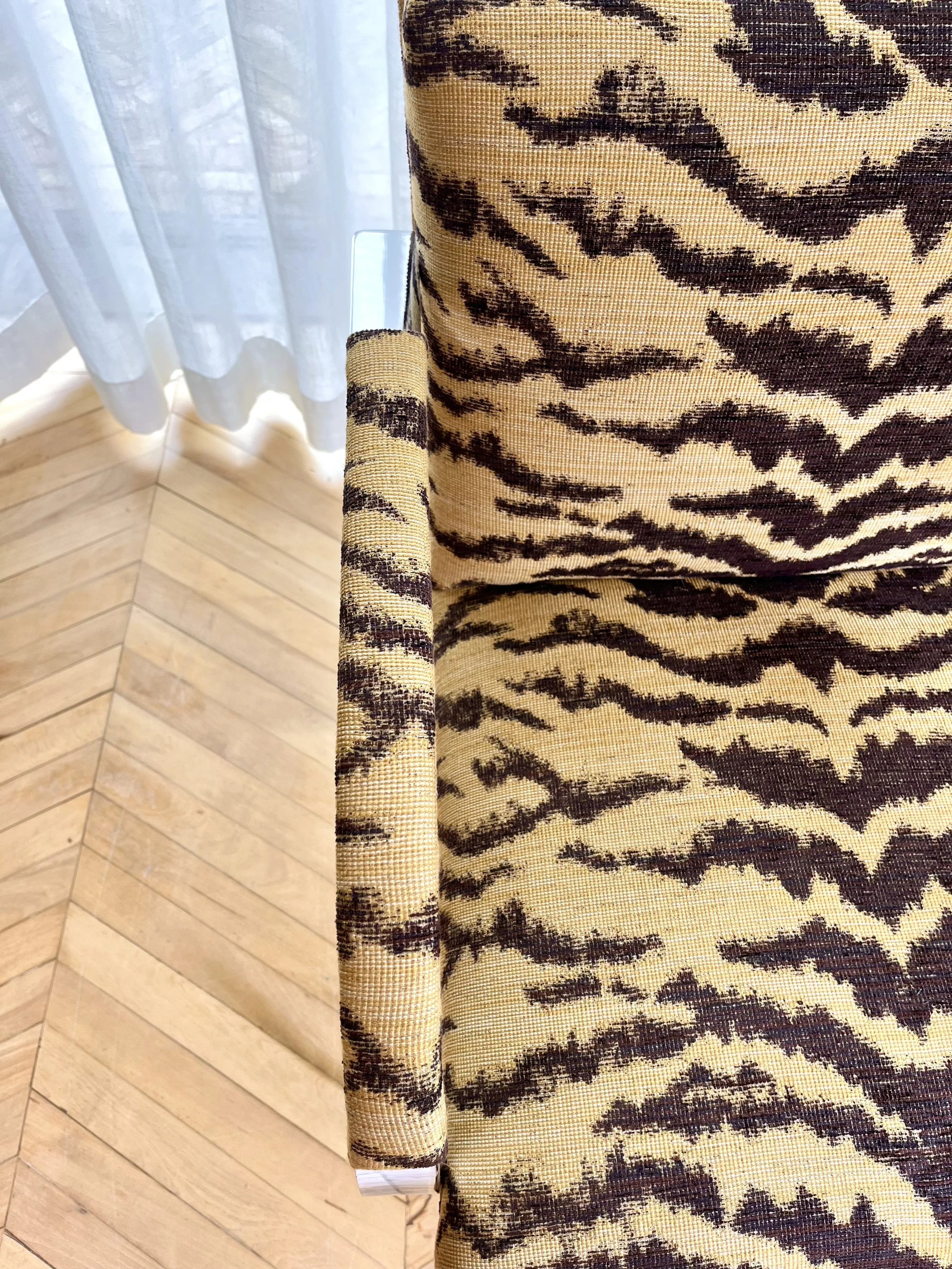 Tiger fabric upholstered chrome chair 10.jpeg