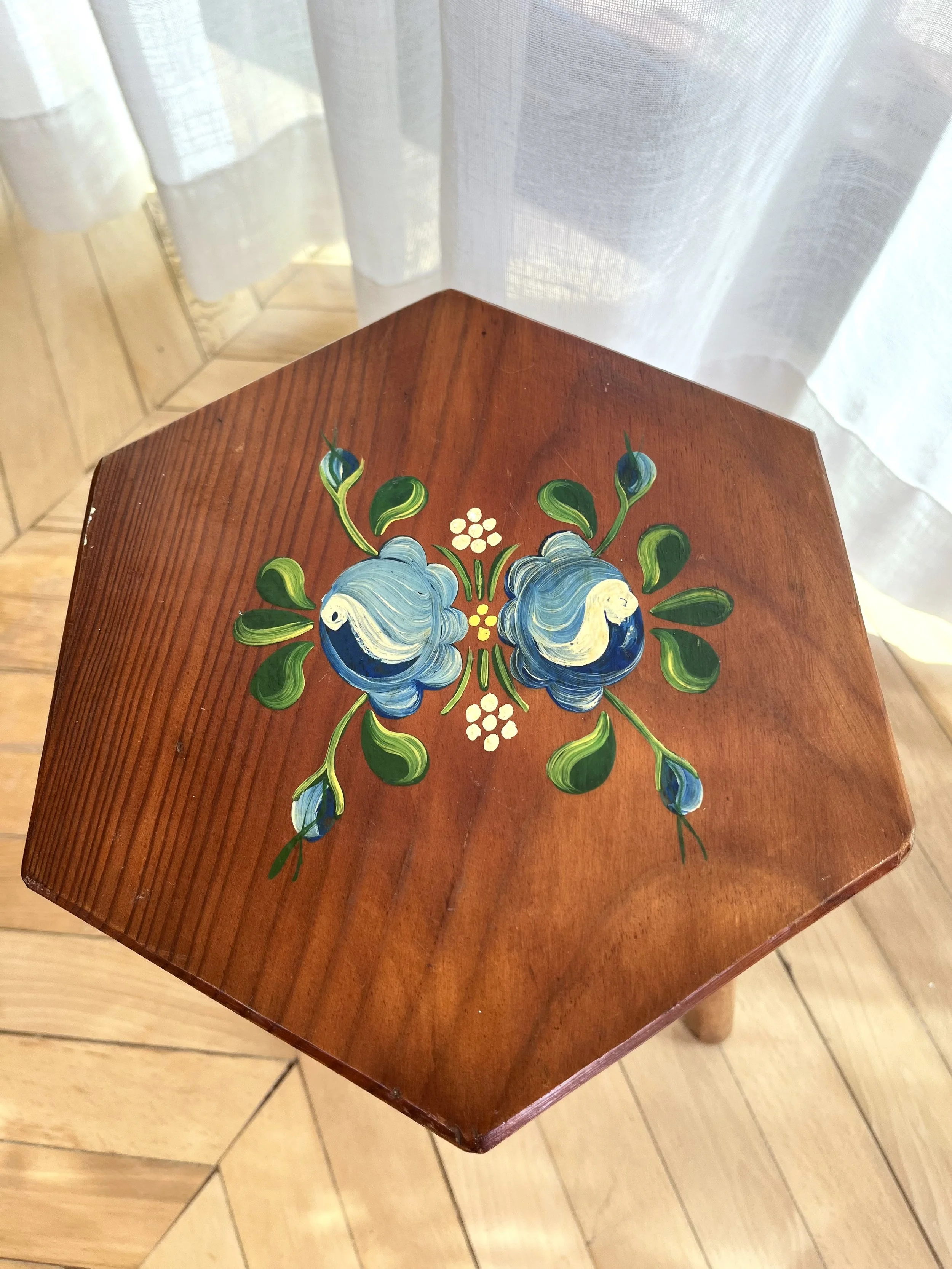 Hand painted hexagonal stool 3.jpeg