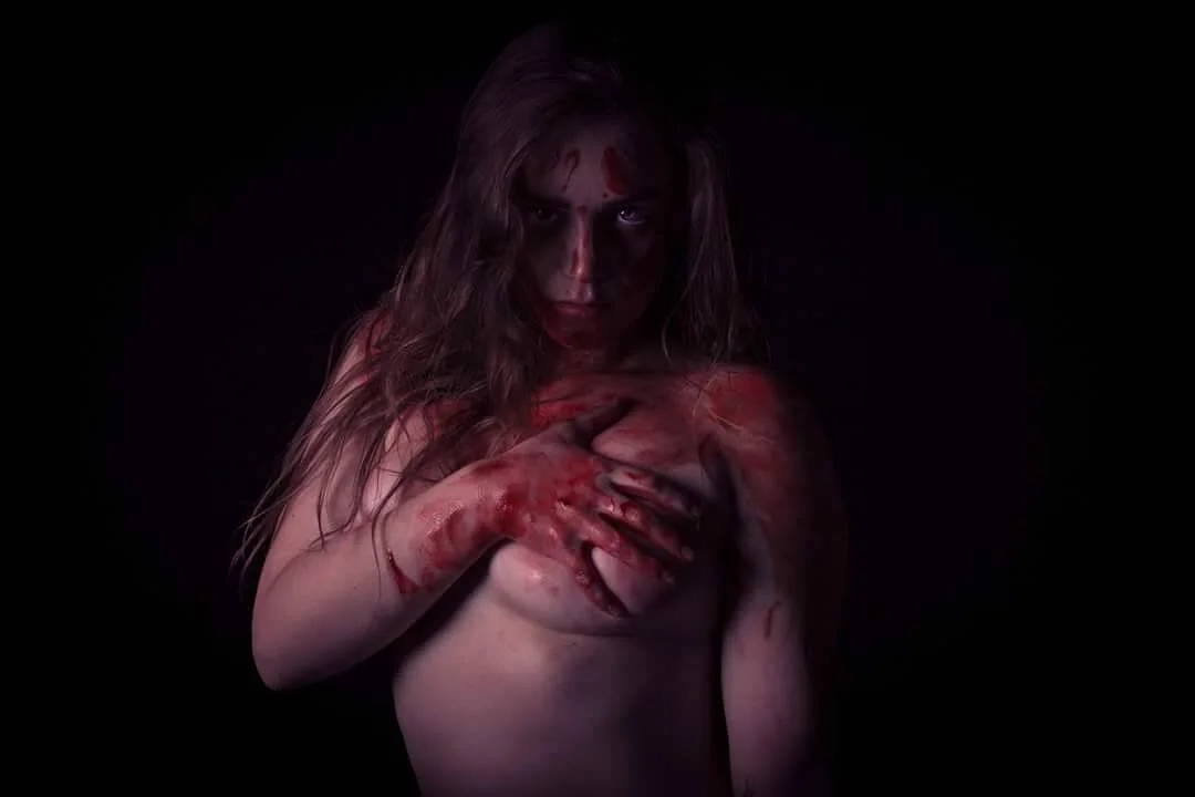 Love this photo. 
Model : @frankiecostamagna @franceskaraye .
.
.
.
#happyhalloween #blood #vampure #demons #nude #notnude #tasteful #longhair #girl #peircingeyes #profoto #profotolighting #crcphotography #frankiecostamagna #blackbackground #studio #