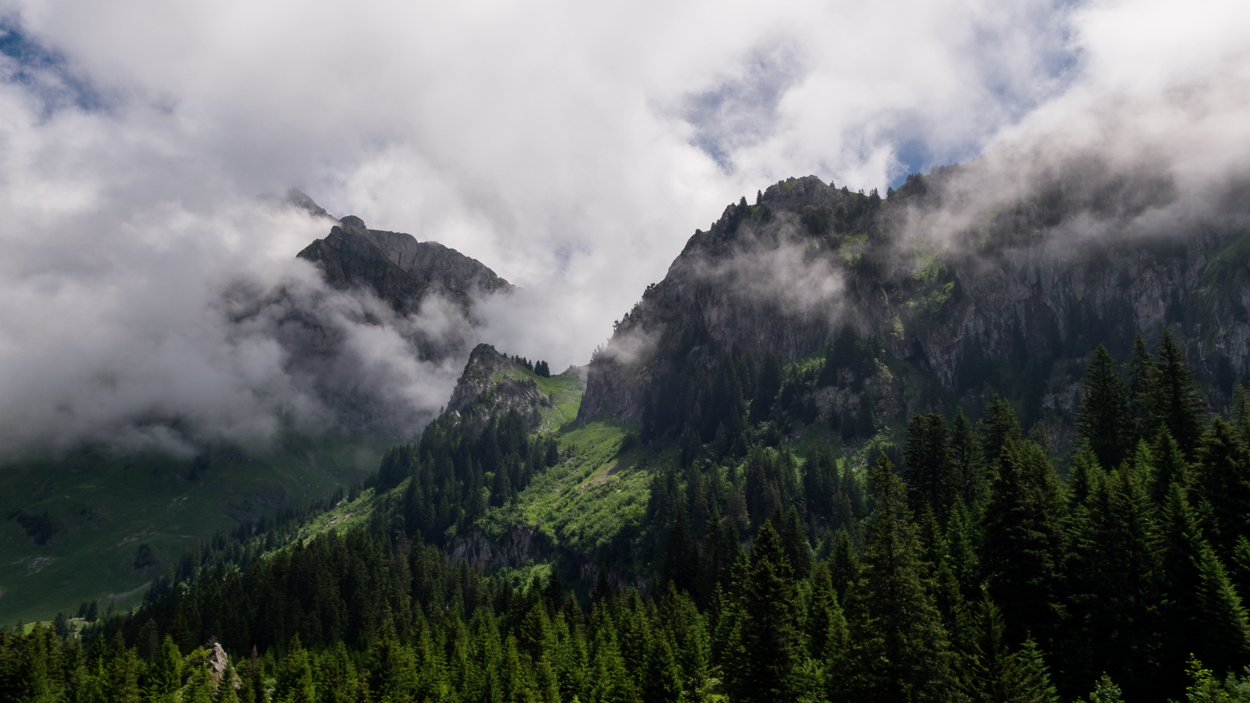 Clouds gather over the French Alps