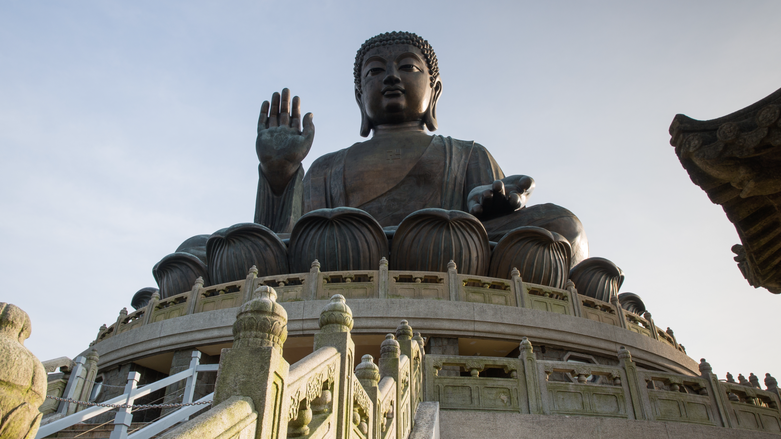 Frog's eye view of the Tian Tan Buddha, Hong Kong