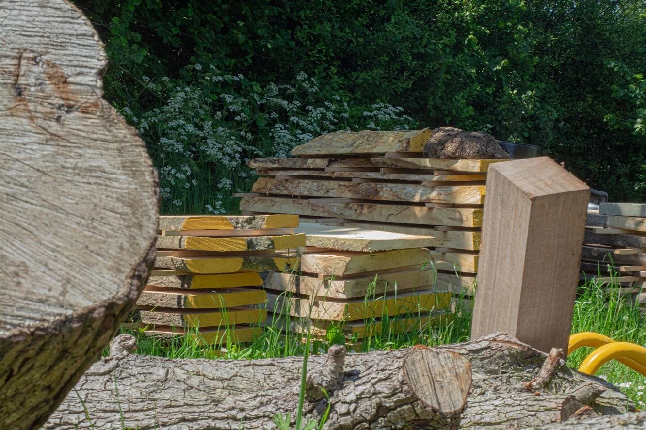 Beautiful dry day. Perfect conditions for air drying timber. Material I planned myself. #timber #wood #bespoke #ashwood #chestnutwood #pearwood #handmade #furniture #conservation #englishtimber #sawmill #samuelchampionfurniture