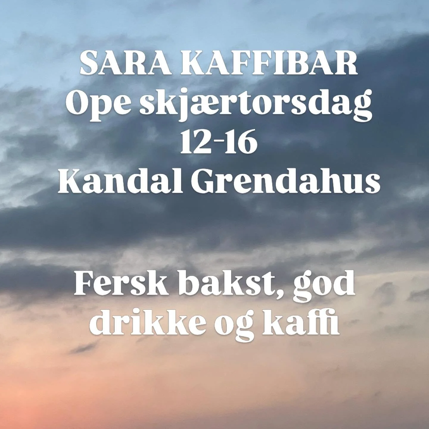 Vi held har open kaffibar skj&aelig;rtorsdag i Kandal Grendahus 12-16. Vi sel heimelaga bakst og god kaffi☕️ 

@solvanegard held ogs&aring; ope med sal av kj&oslash;t, skinn, s&aring;pe, duftlys med meir! 

@thingnesart har ogs&aring; utstilling i gr